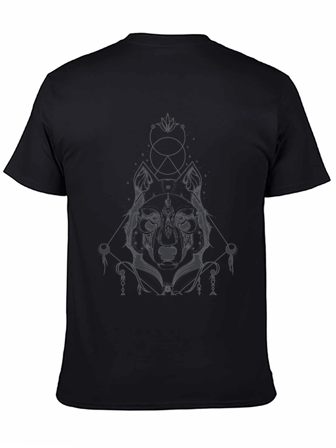 Black Men's Black Wolf Graphic Tee - Modern & Stylish view 4