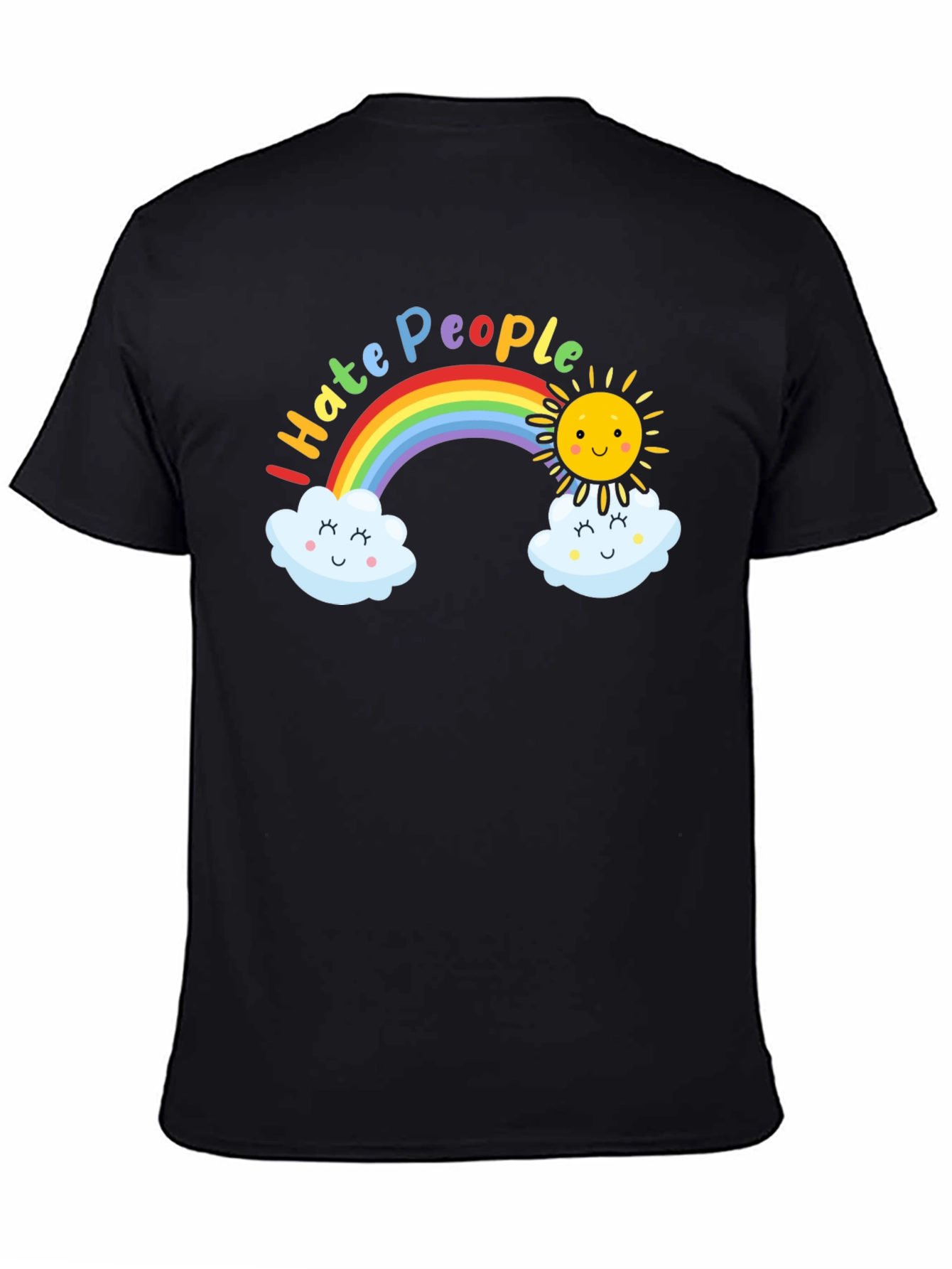 Black I Hate People Rainbow Graphic T-Shirt view 4
