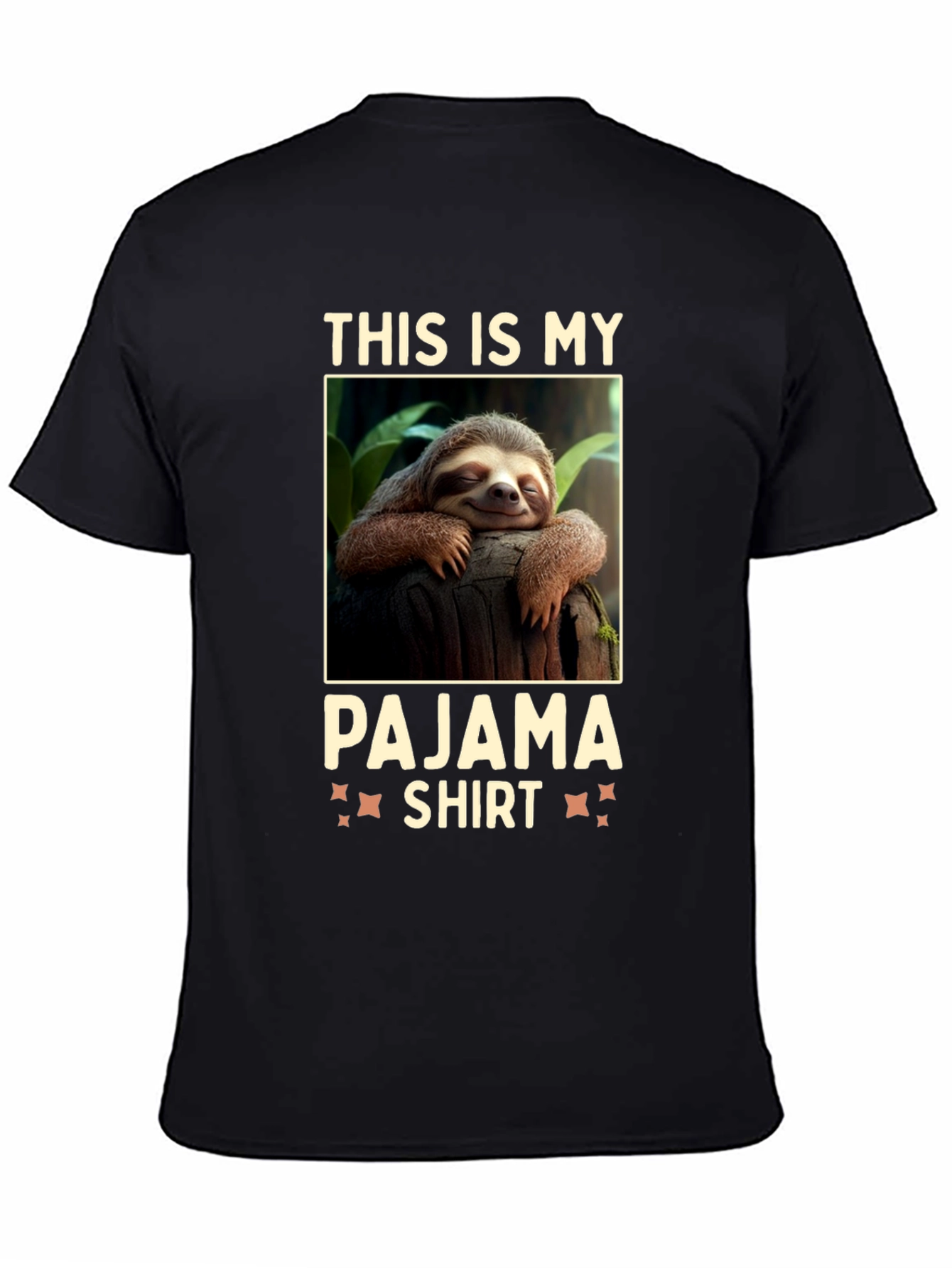 Black Sloth Pajama T-Shirt - Funny Sleep Tee view 4
