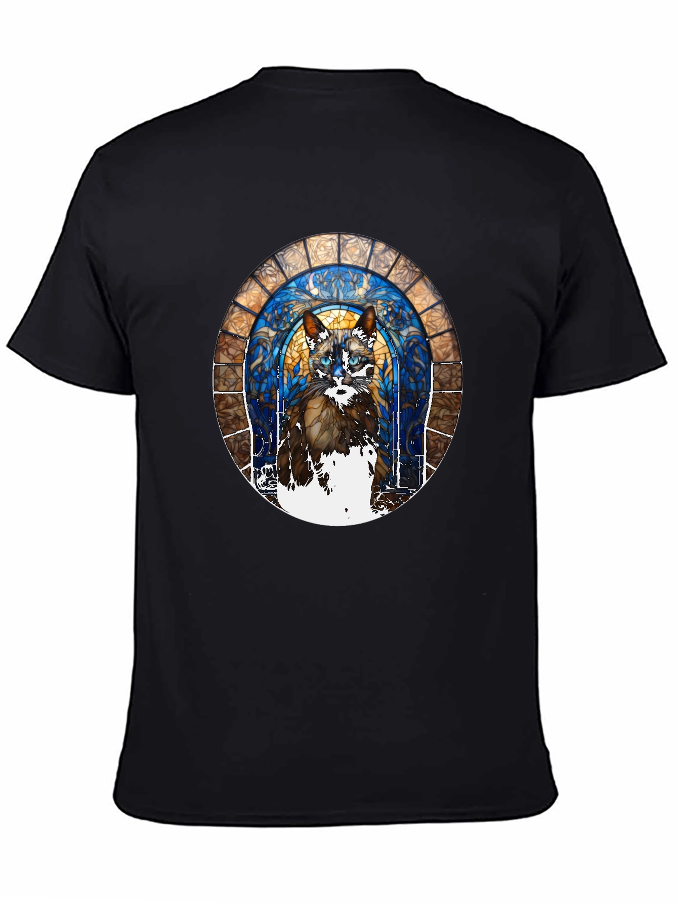 Black Stained Glass Cat T-Shirt view 4