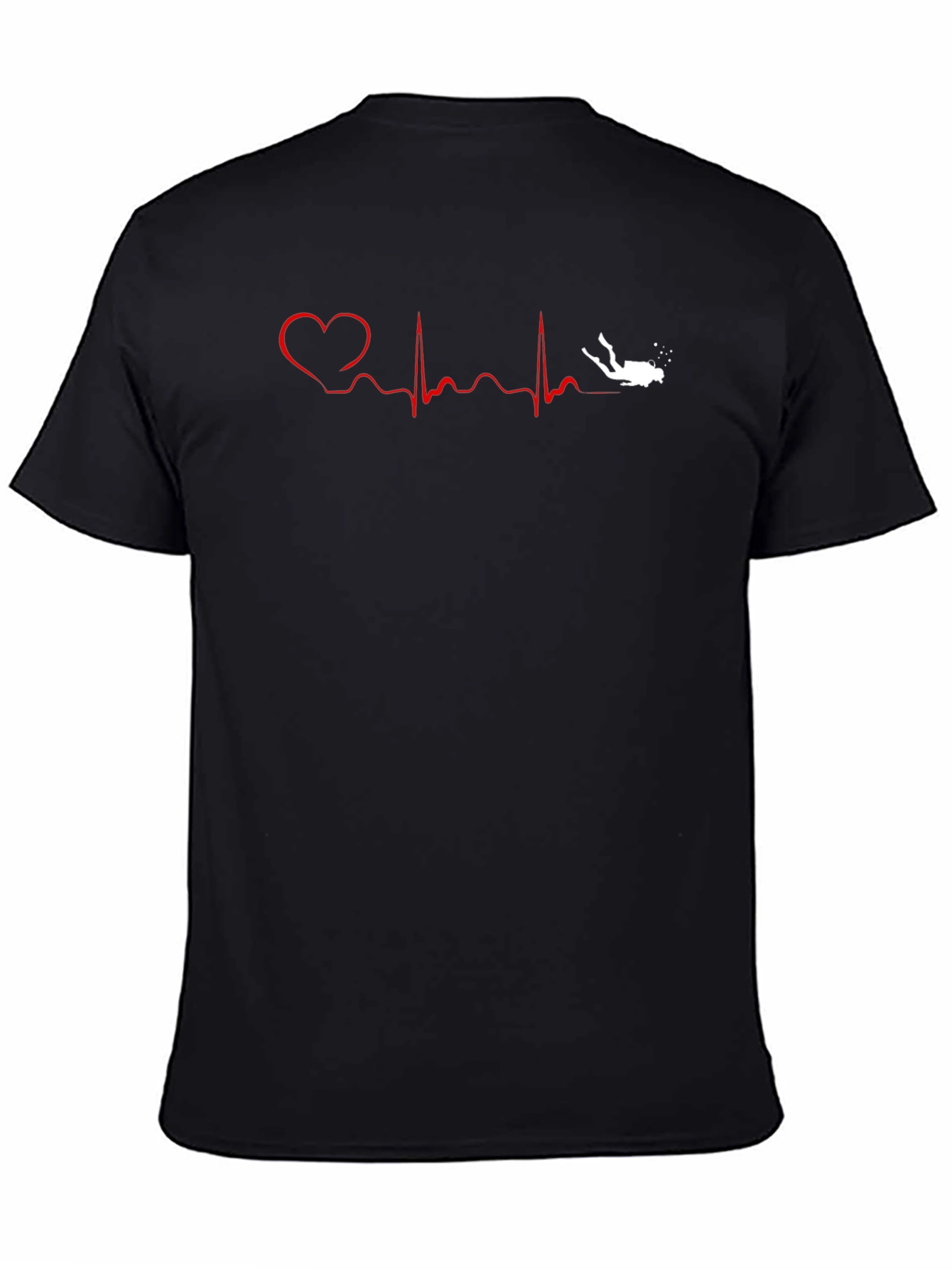Black Scuba Diving Heartbeat T-Shirt - Diver Gift view 4