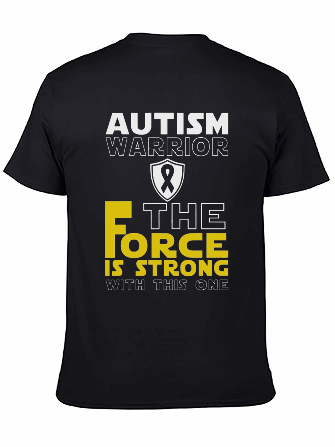 Black Autism Warrior "Force is Strong" T-Shirt view 4
