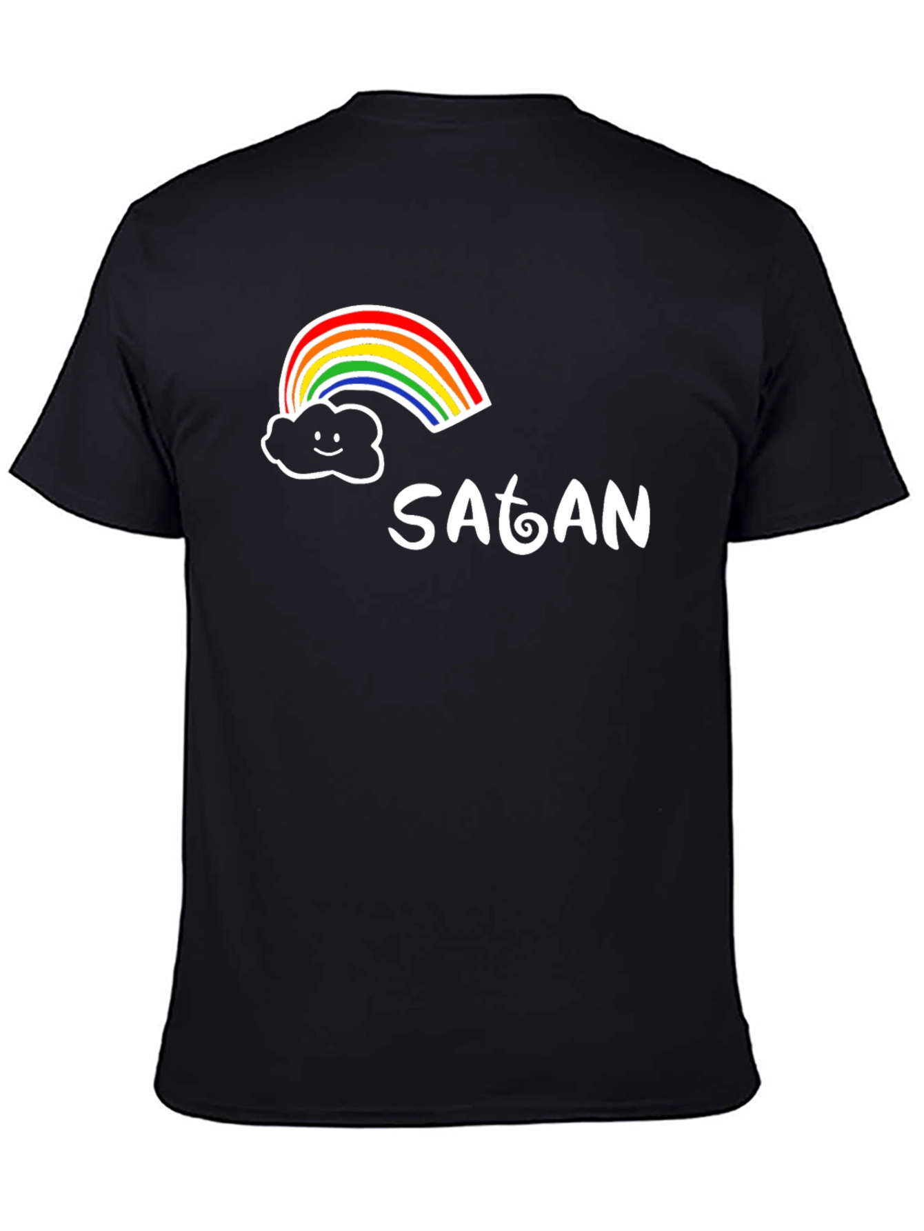Black Rainbow Satan Graphic Tee - Quirky Humor T-Shirt view 4