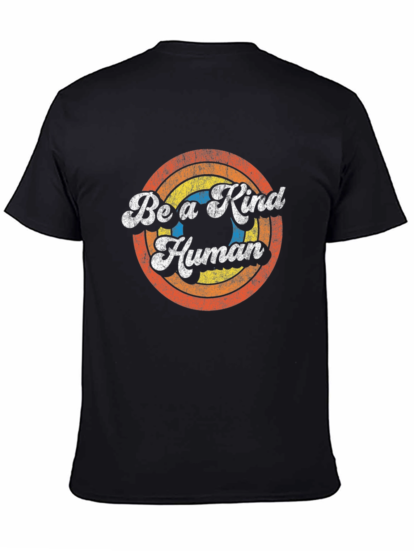 Black Retro Be a Kind Human T-Shirt - Vintage Style Tee view 4