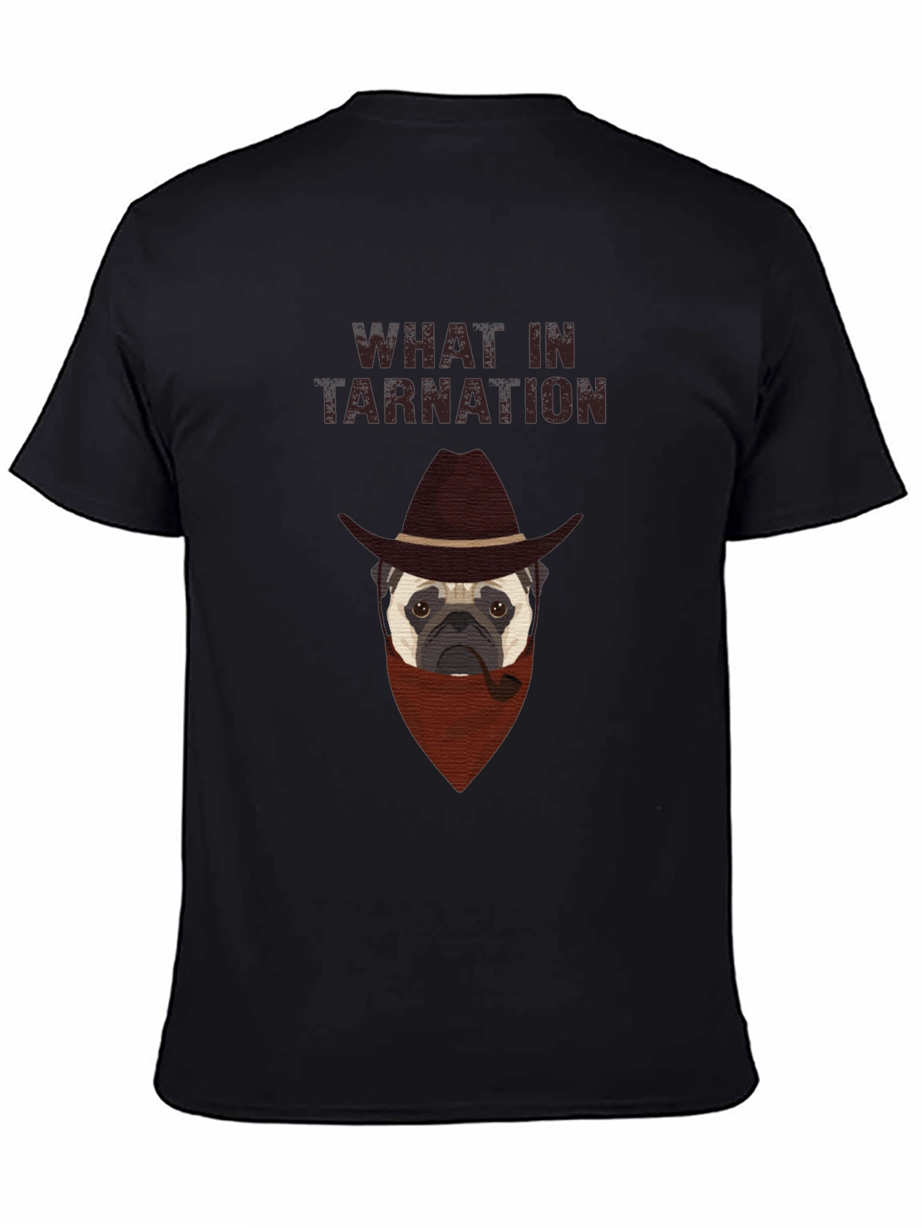 Black What In Tarnation Pug T-Shirt - Western Dog Tee view 4