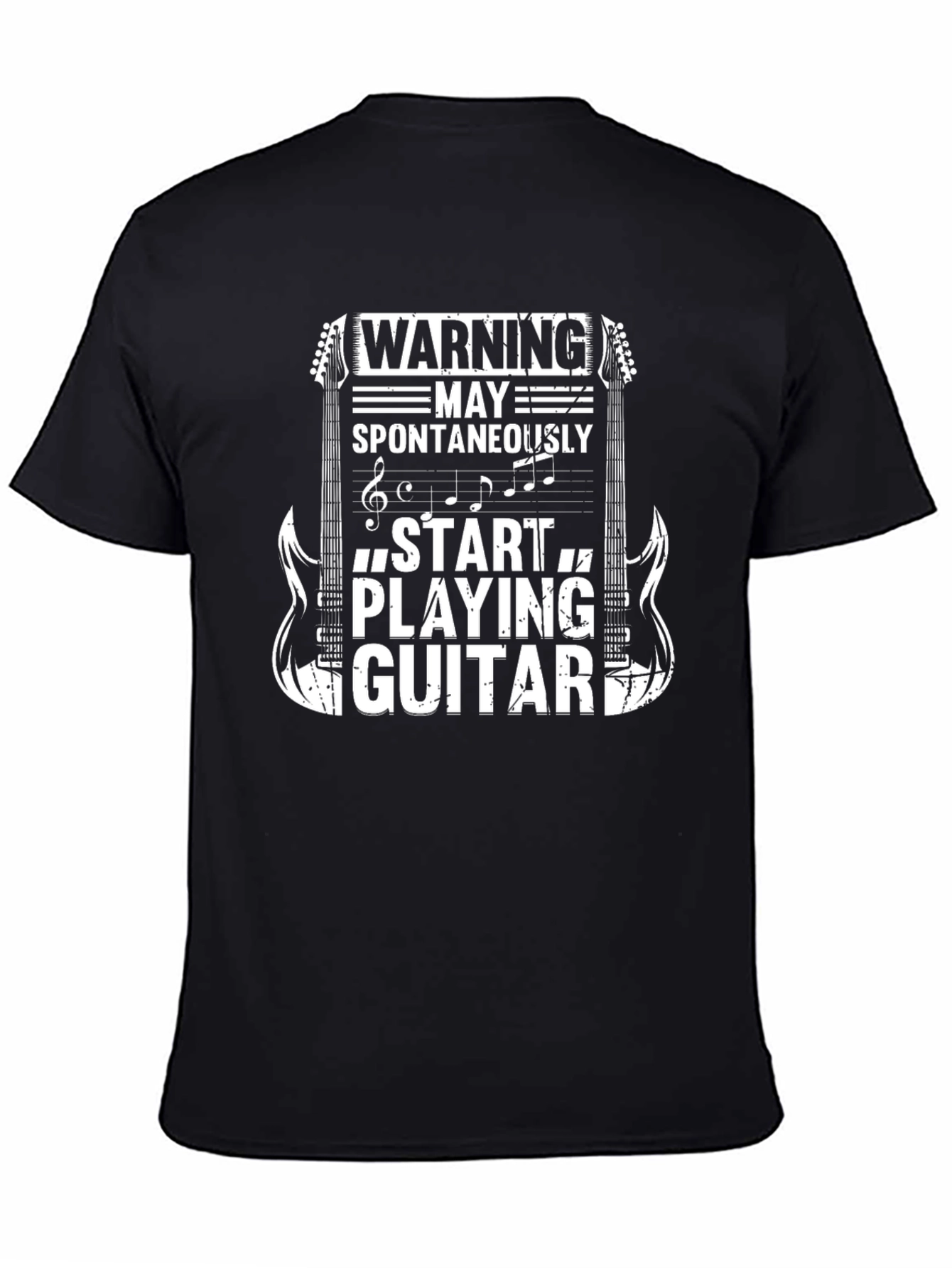 Black Warning May Spontaneously Play Guitar T-Shirt view 4