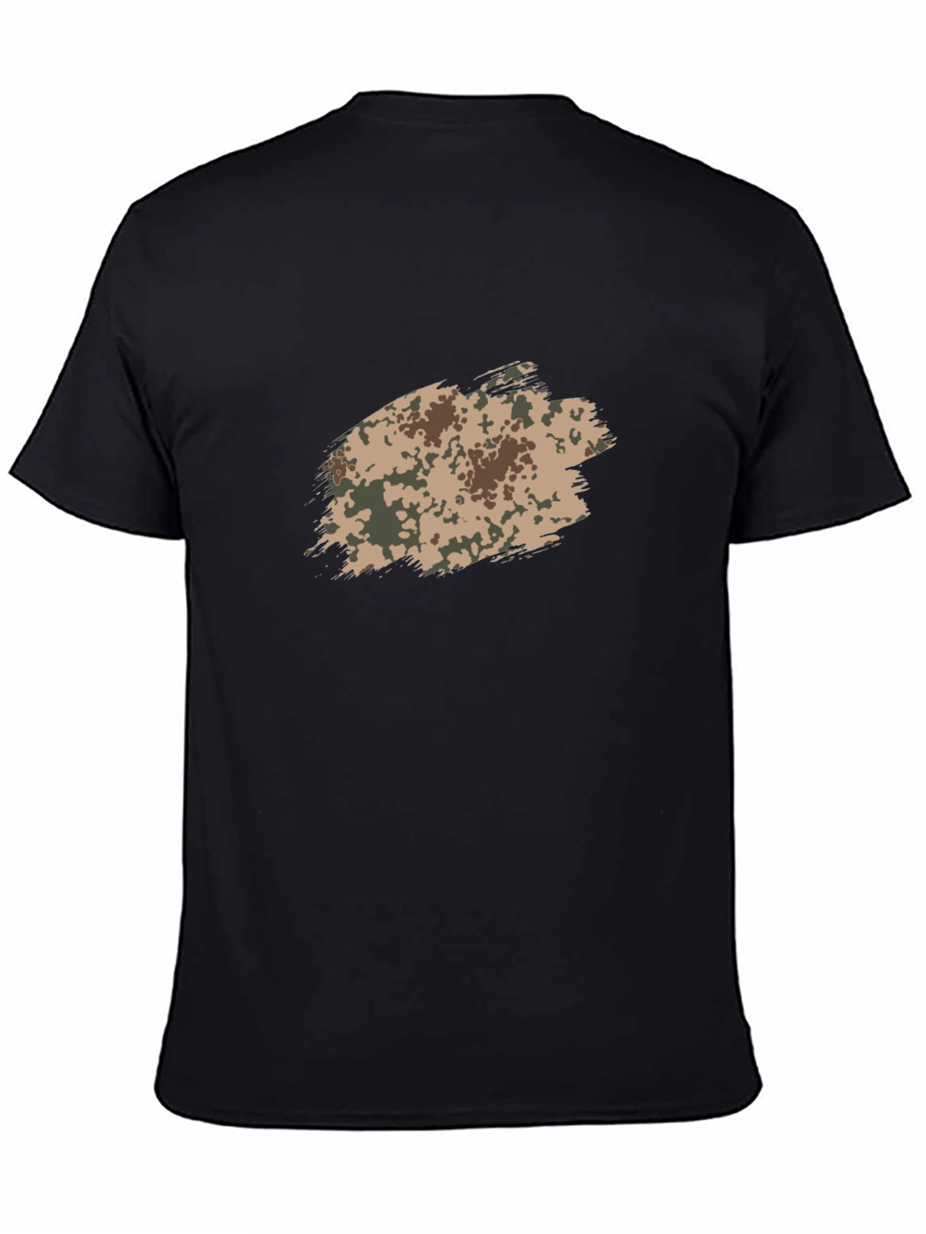 Black Men's Black T-Shirt with Camo Brushstroke Design view 4