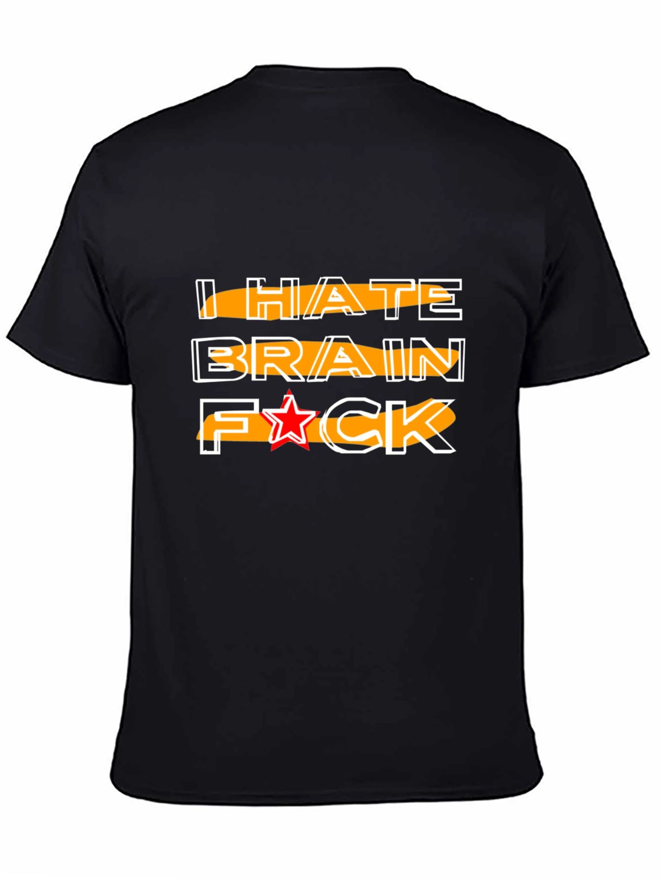Black I HATE BRAIN Funny Graphic Tee view 4