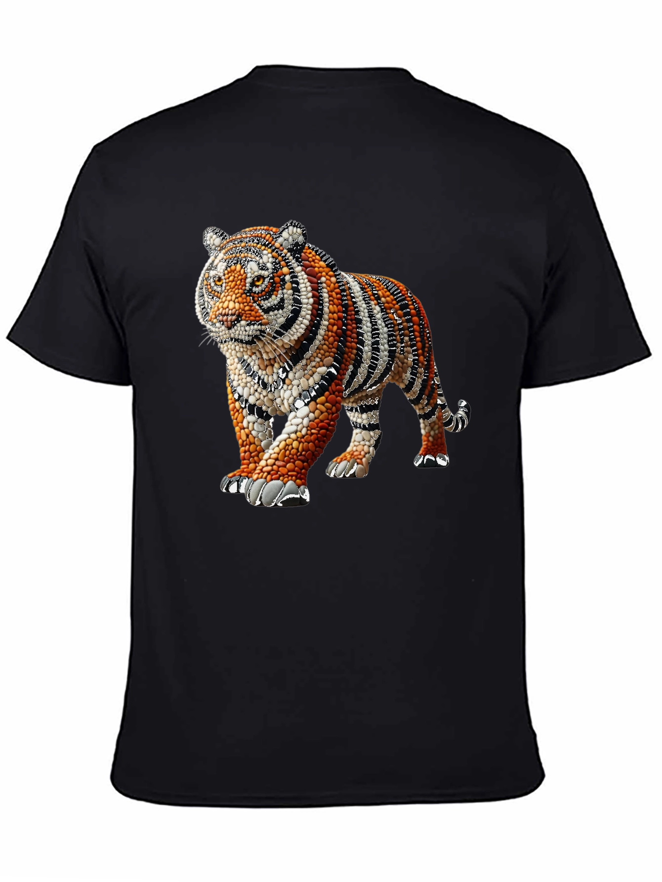 Black Tiger Art Graphic Black T-Shirt view 4
