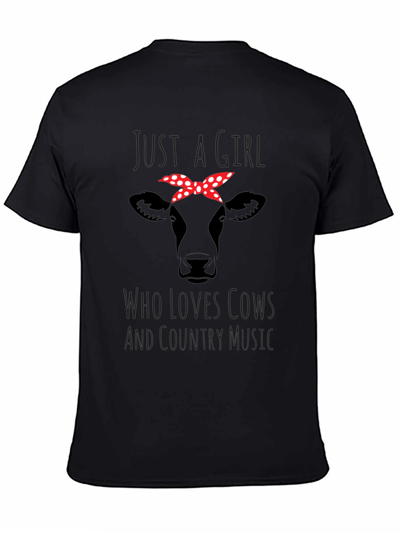 Black Just a Girl Who Loves Cows T-Shirt view 4