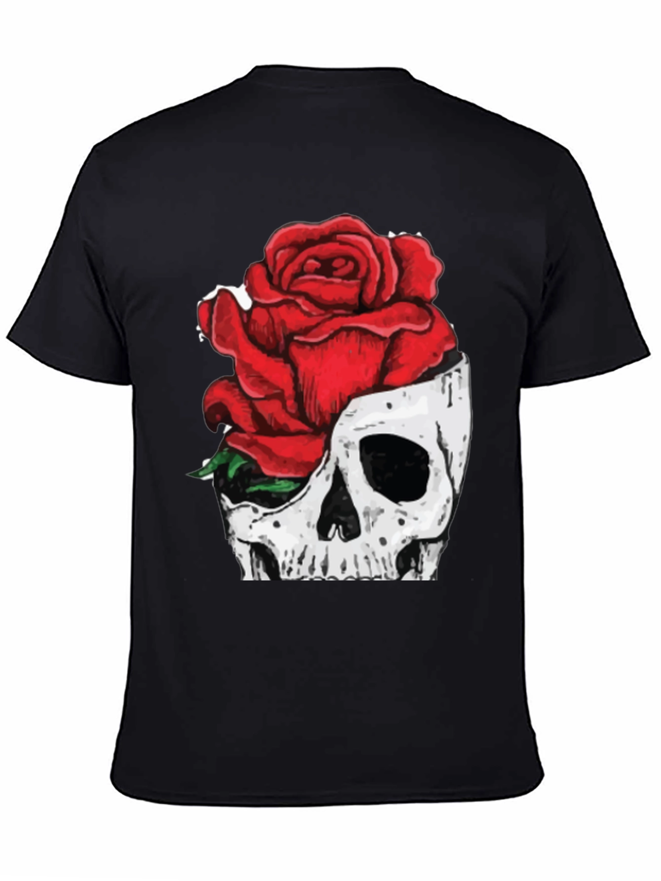 Black Skull & Rose Graphic Tee - Black view 4