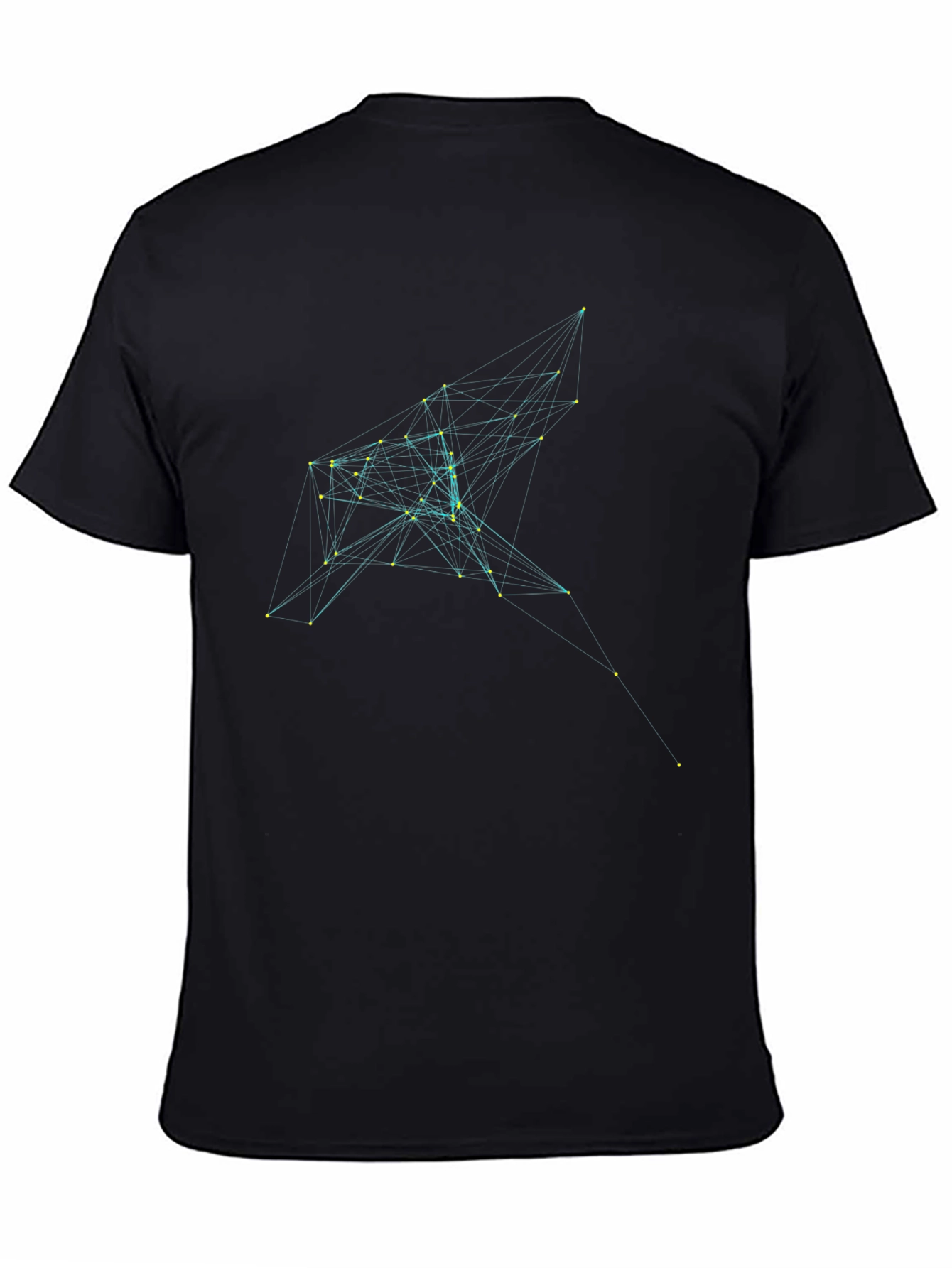 Black Geometric Network Tee - Stylish Black Cotton T-Shirt view 4