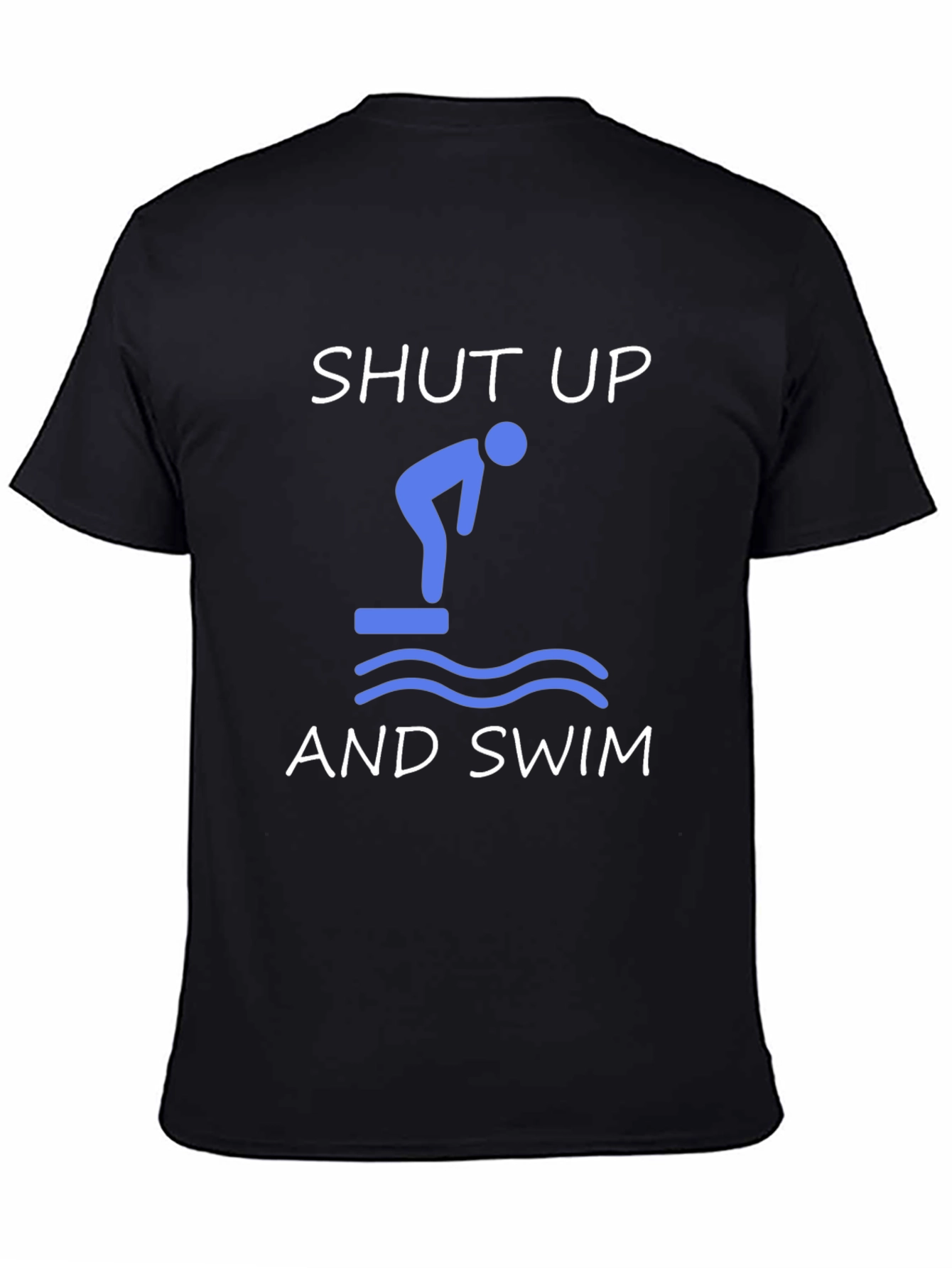 Black Shut Up and Swim T-Shirt - Funny Swimmer Tee view 4