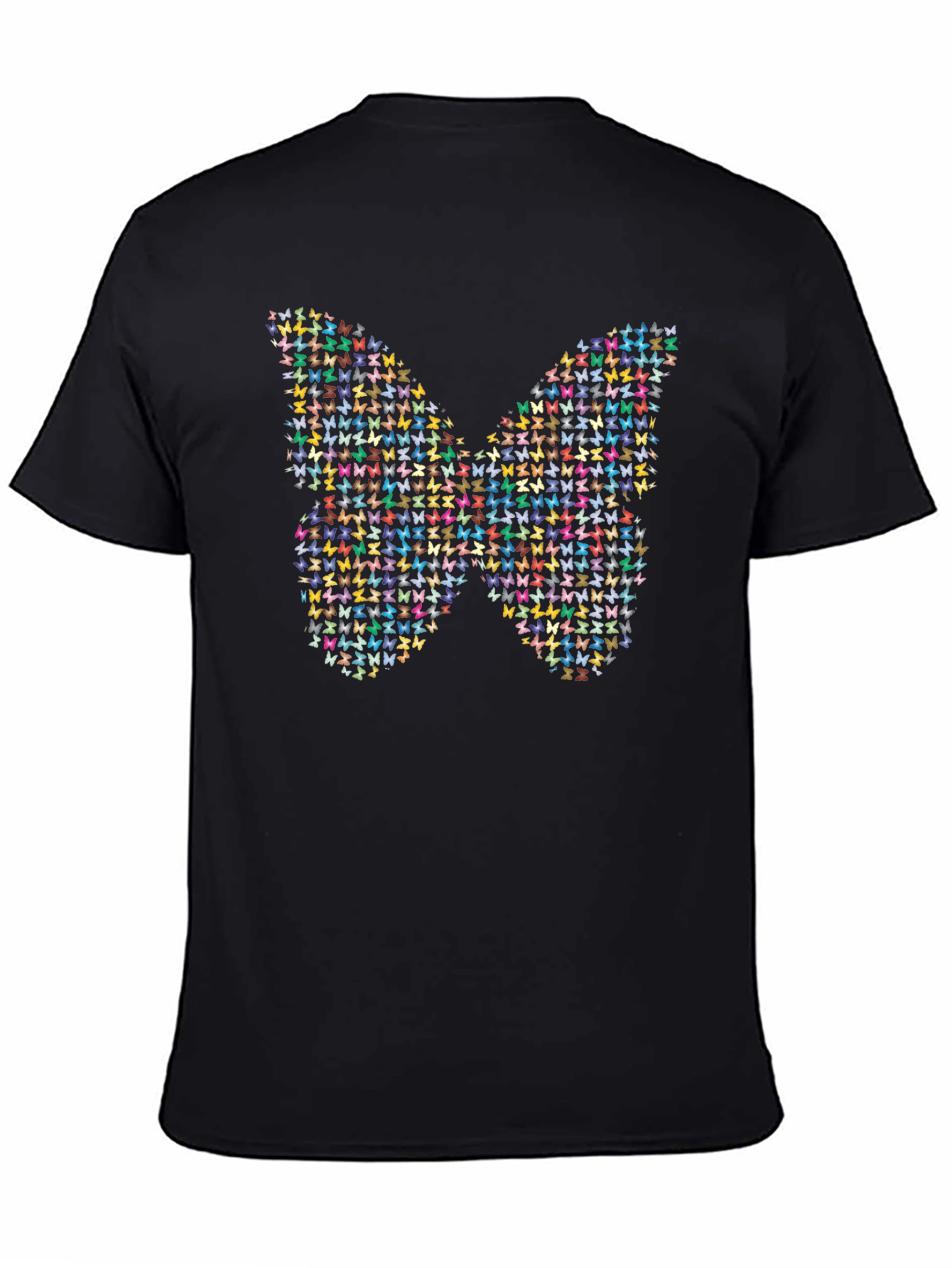 Black Butterfly Mosaic Graphic Tee - Black Cotton Blend view 4