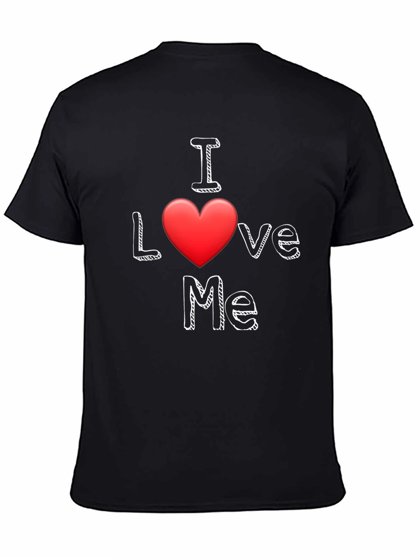 Black I Love Me T-Shirt - Black Cotton Casual Wear view 4