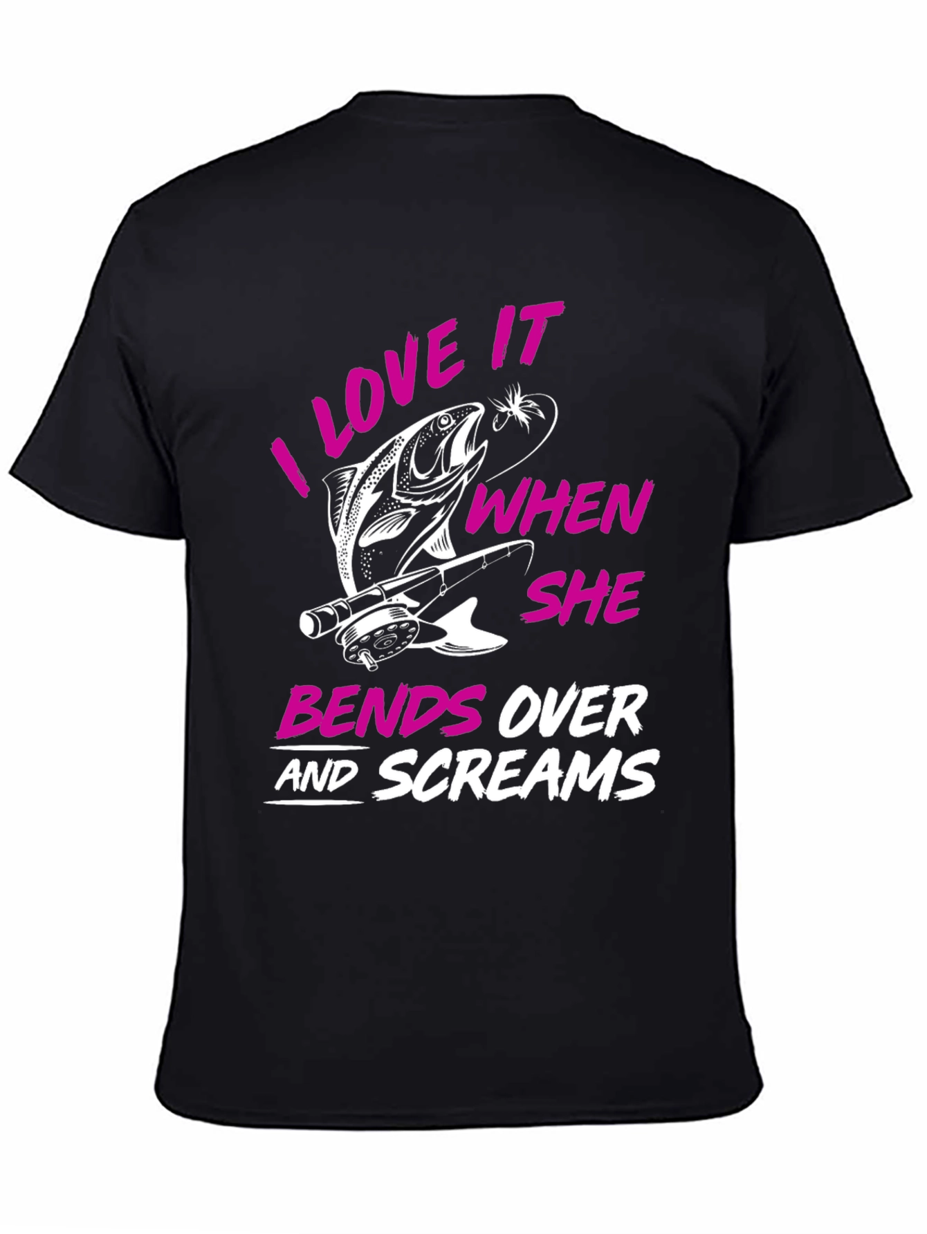 Black Fishing Humor T-Shirt: I Love It When She Bends Over view 4