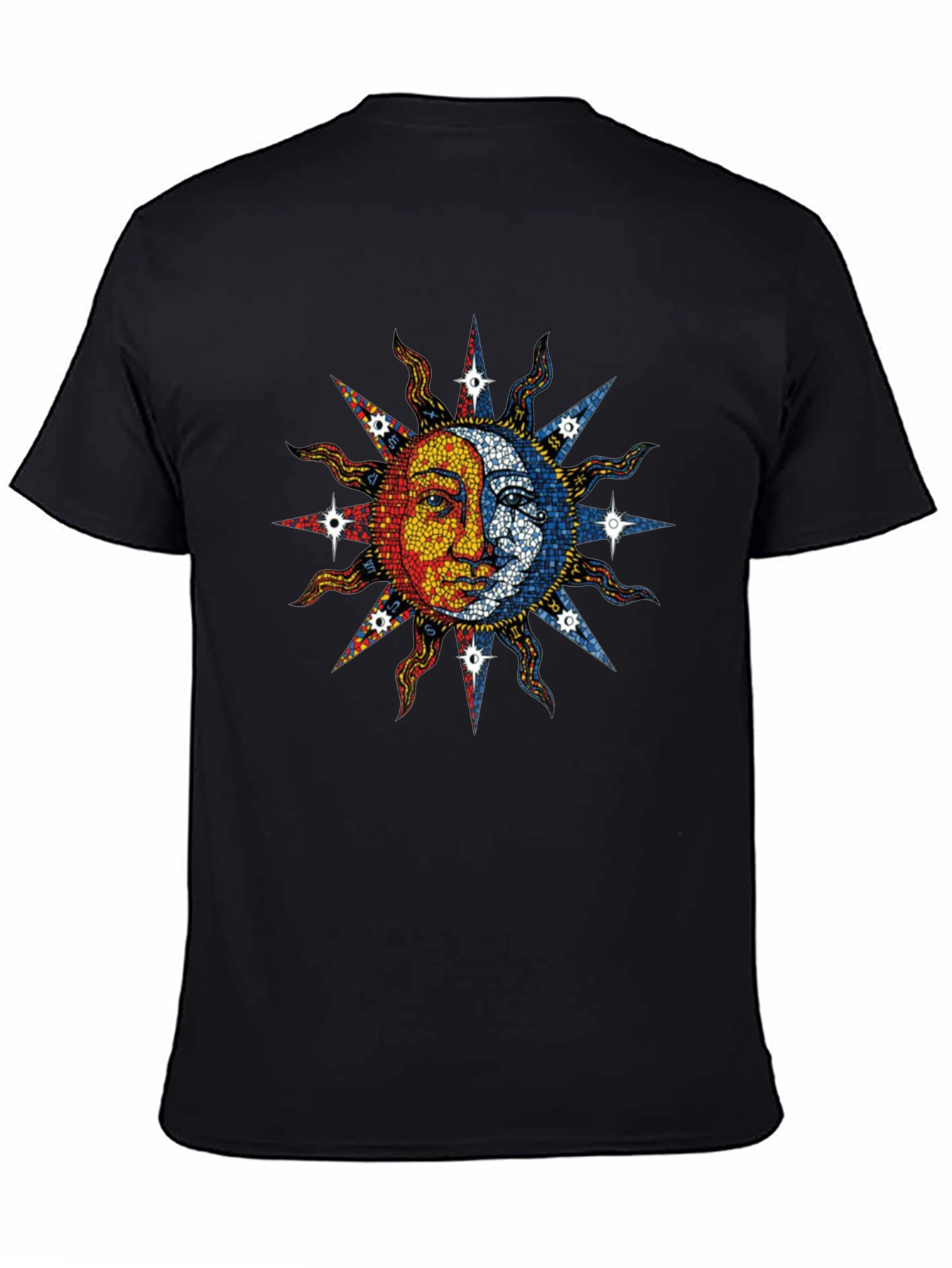 Black Celestial Sun and Moon Graphic Tee - Black Cotton Blend view 4