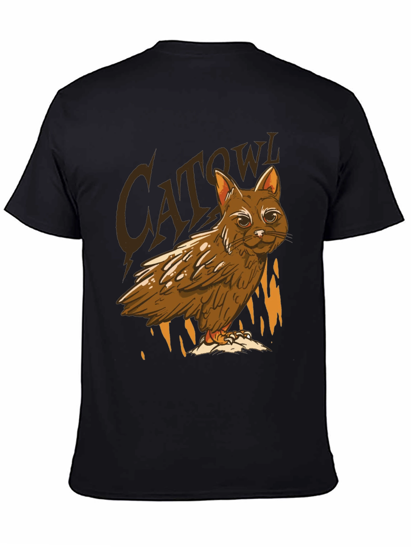Black Cat Owl Hybrid T-Shirt - Funny Animal Tee view 4