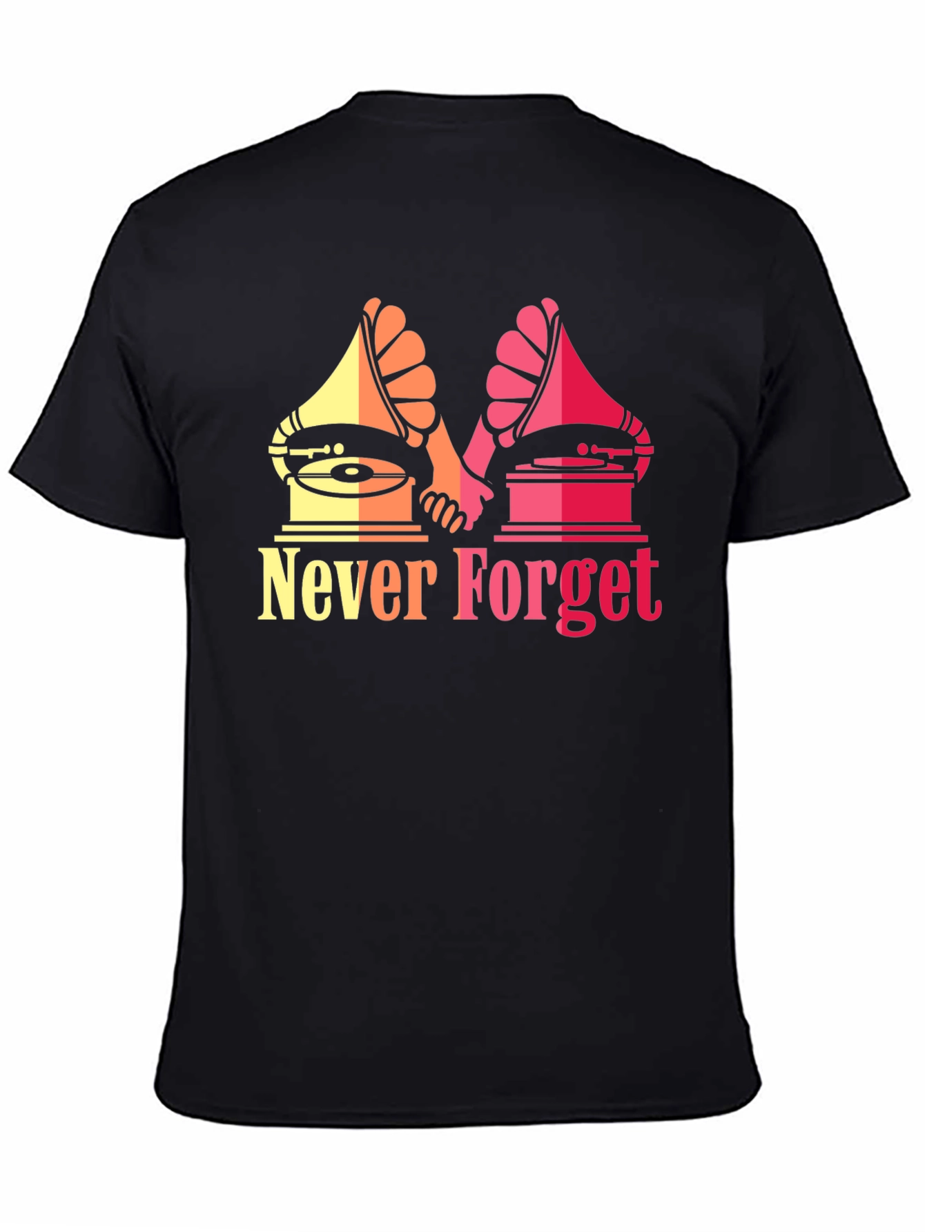 Black Retro Music Never Forget Graphic T-Shirt view 4
