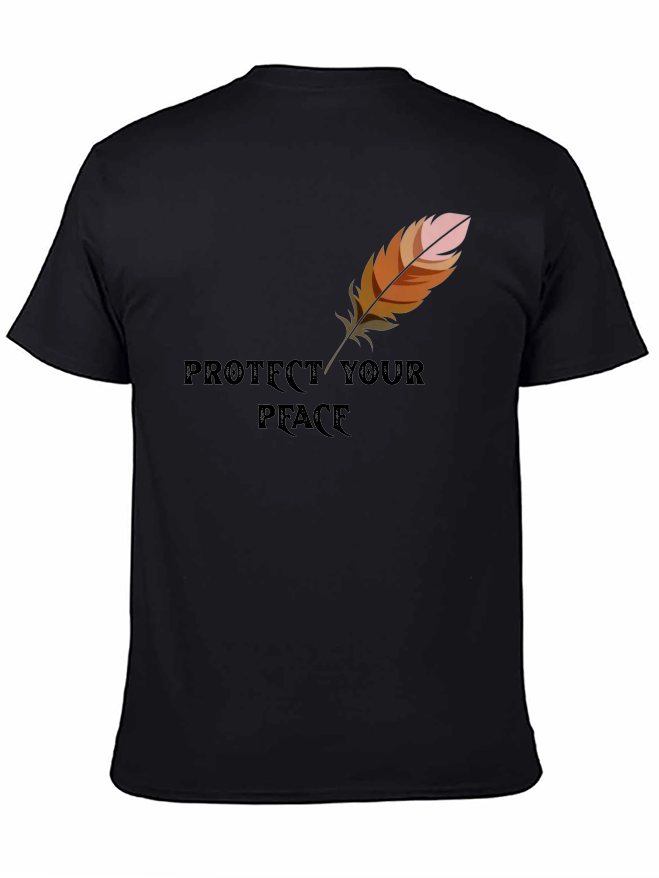 Black Protect Your Peace Feather Graphic Tee - Casual Comfort view 4