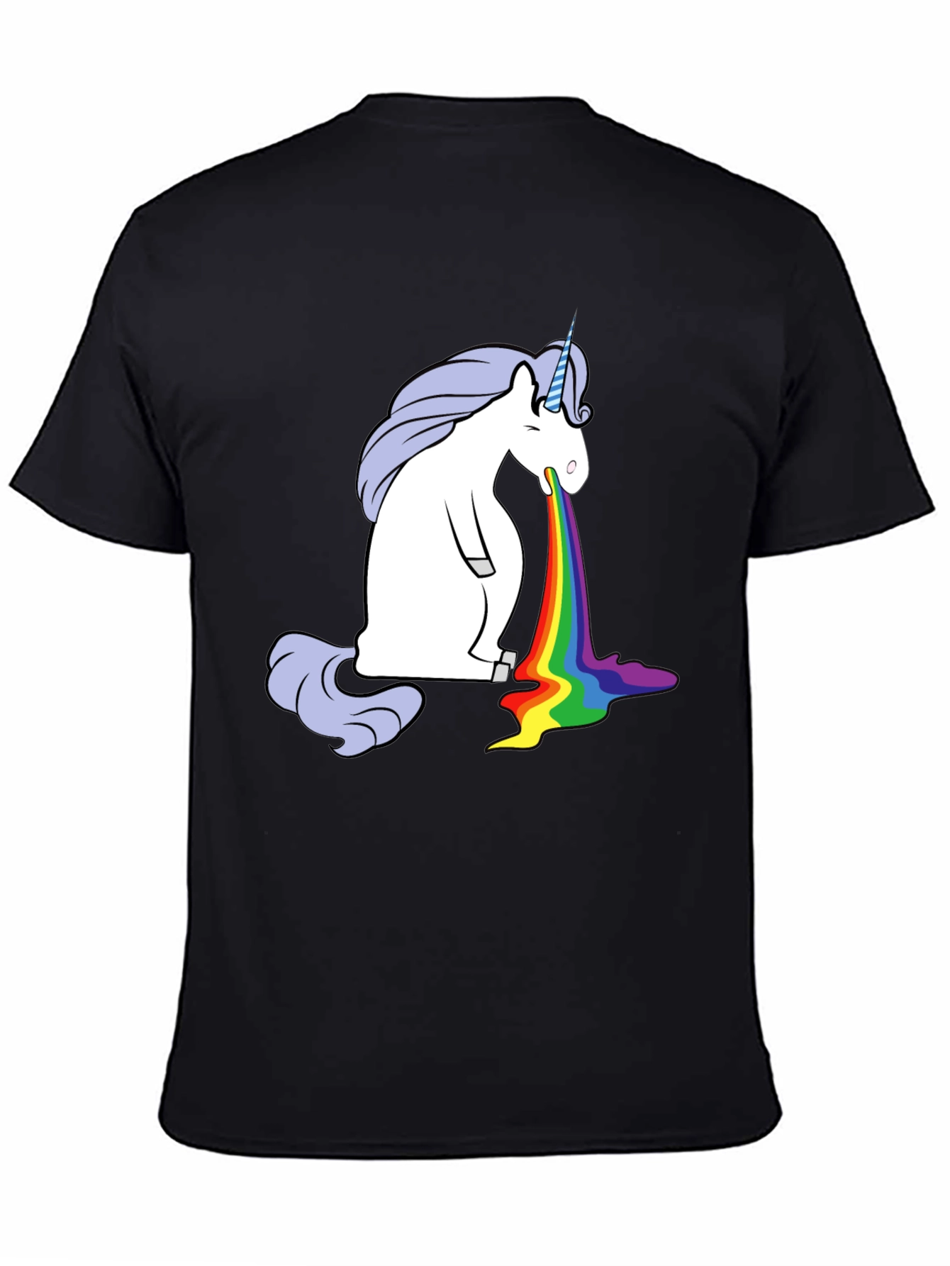 Black Rainbow Vomit Unicorn Graphic Tee - Black view 4