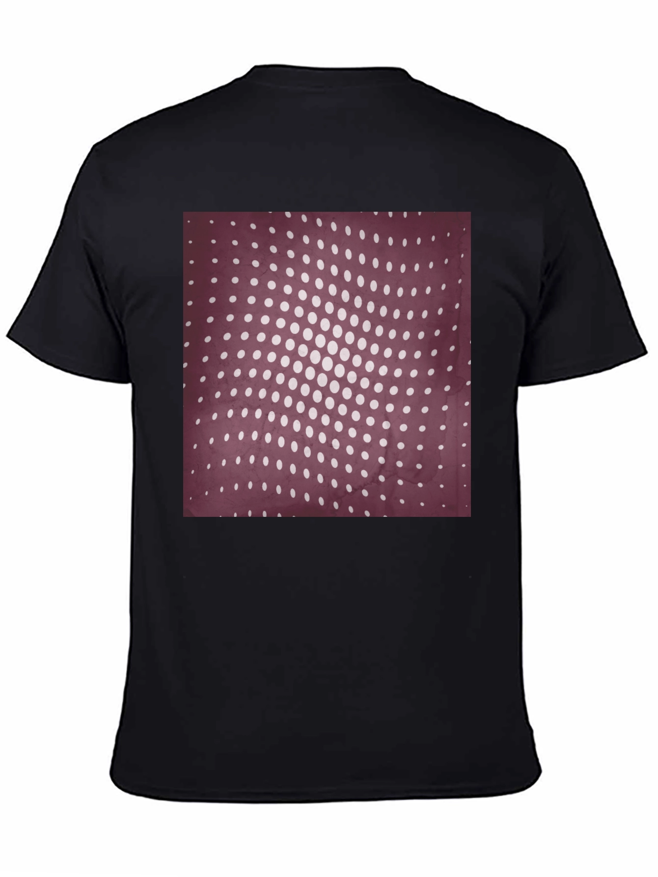 Black Retro Dot Pattern Black T-Shirt view 4