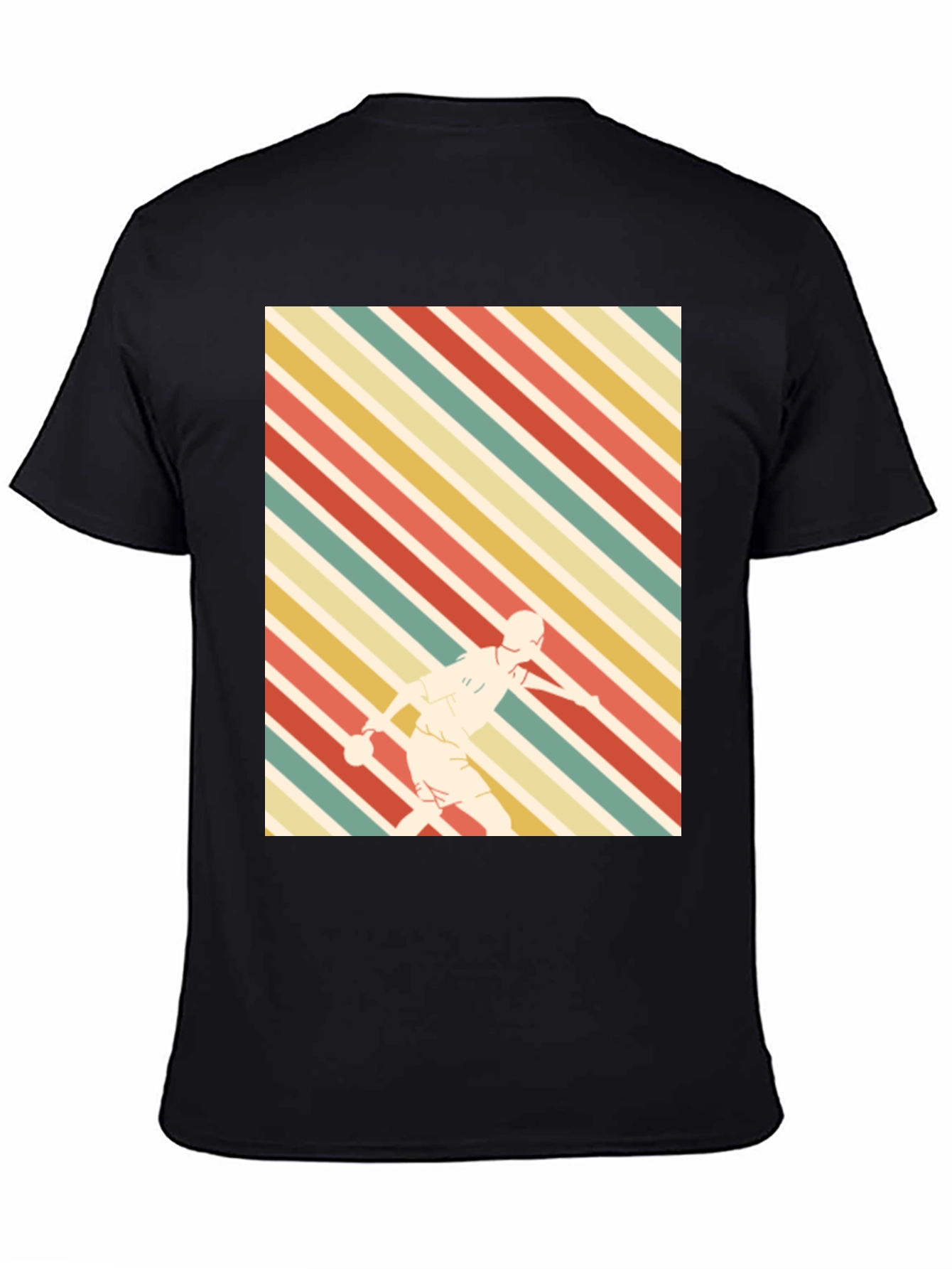 Black Retro Sports Tee - Striped Player Graphic view 4