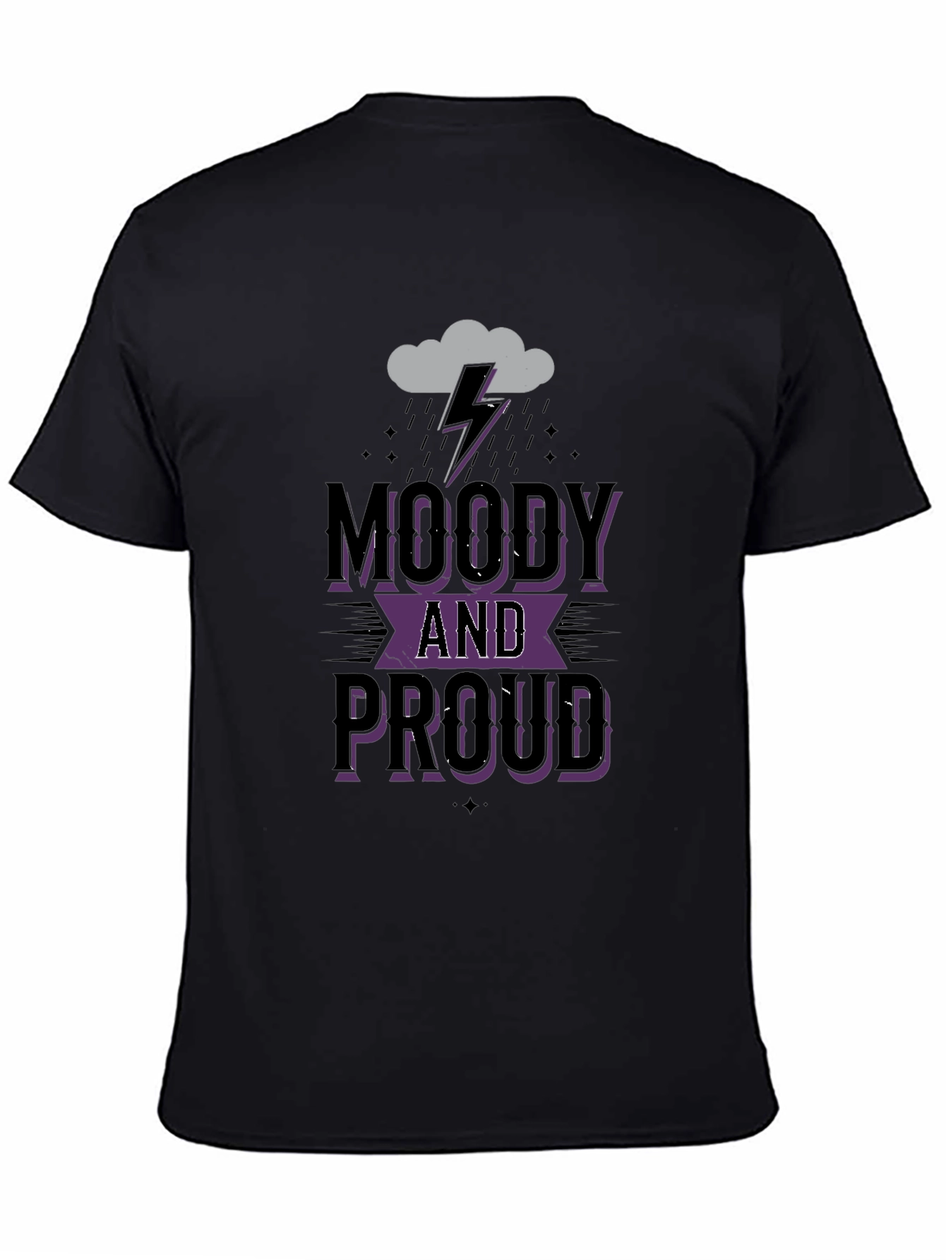 Black Moody and Proud Graphic Tee - Black Cotton T-Shirt view 4