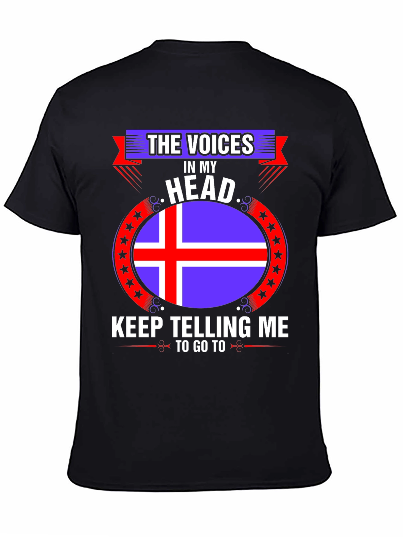 Black Iceland Flag T-Shirt - "The Voices In My Head" view 4