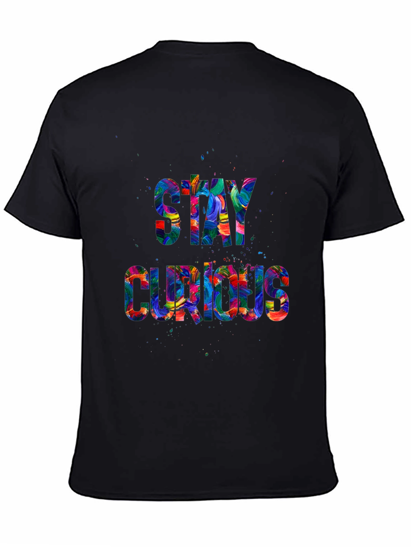 Black Stay Curious Graphic T-Shirt - Vibrant Design view 4