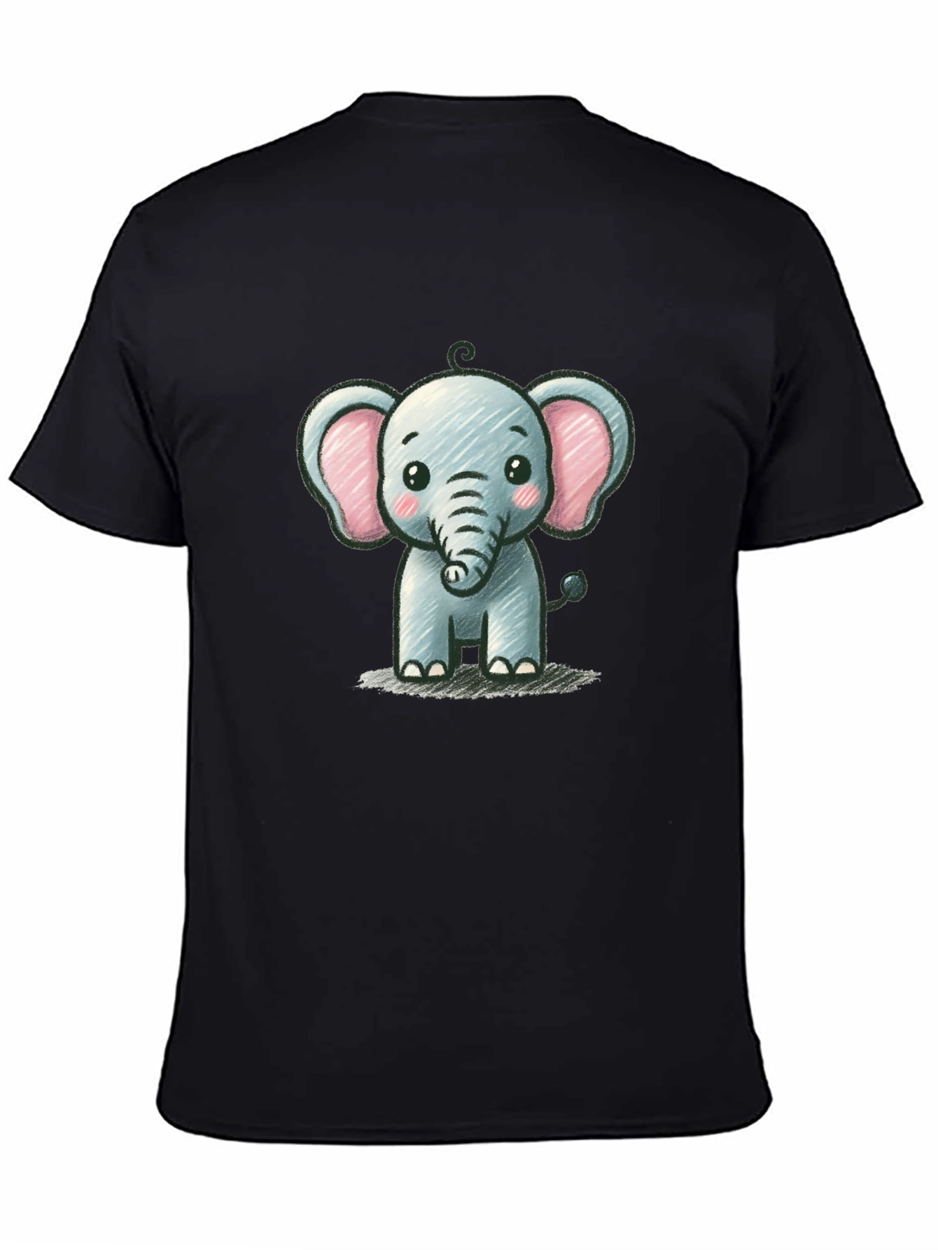 Black Cute Elephant Graphic Tee - Black Unisex T-Shirt view 4