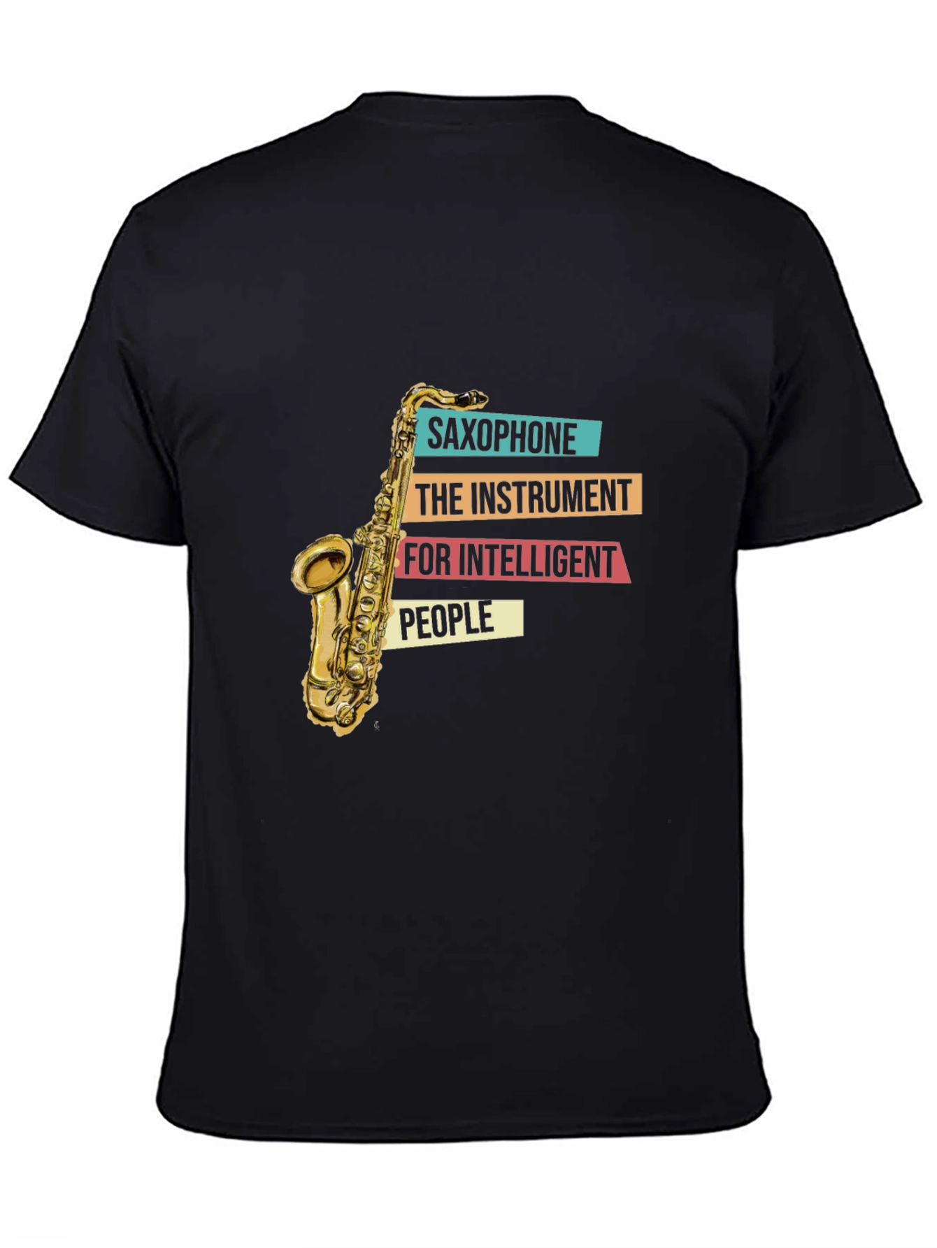 Black Saxophone Instrument T-Shirt view 4
