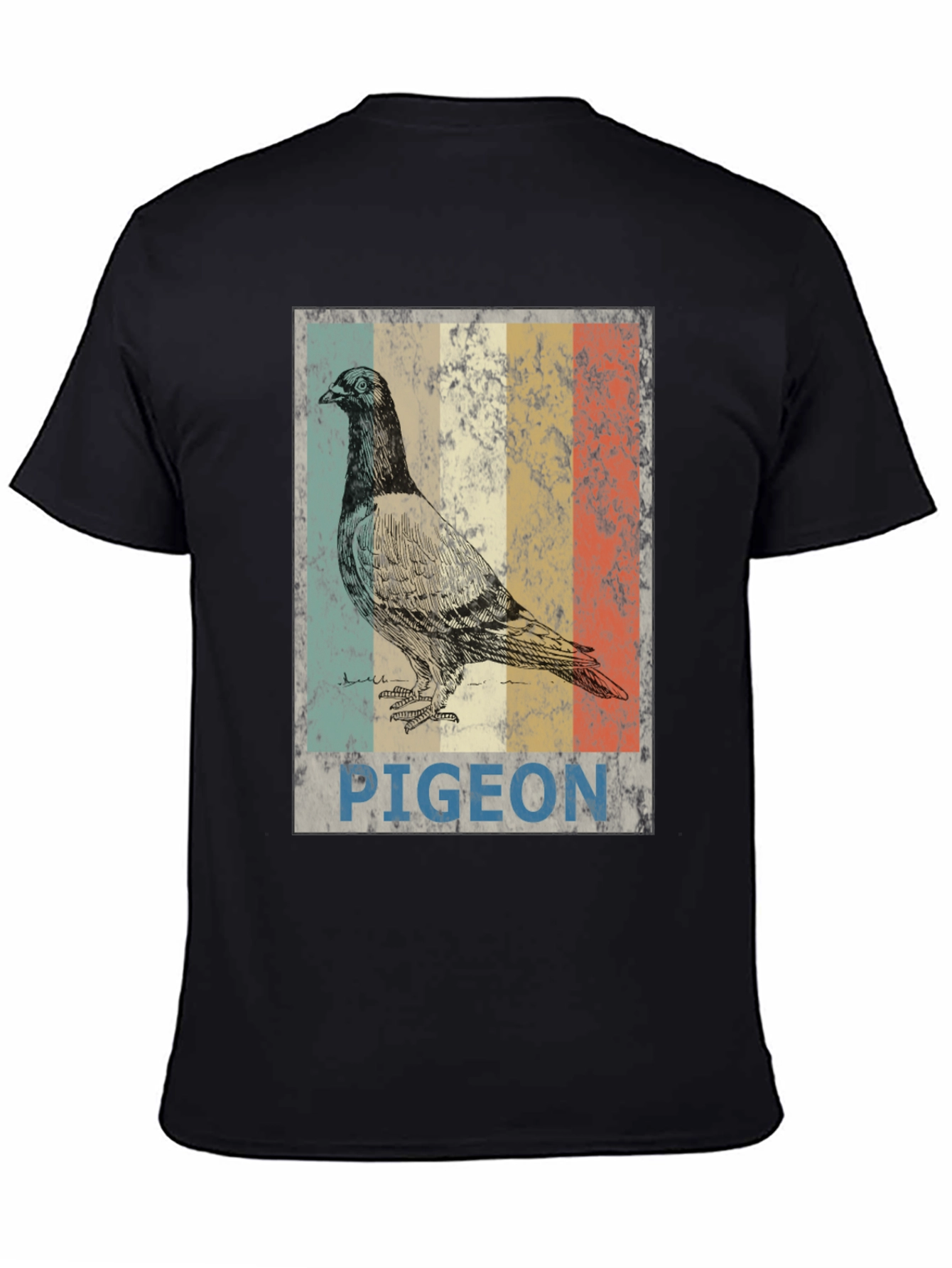 Black Vintage Pigeon Graphic T-Shirt - Cool Bird Design view 4