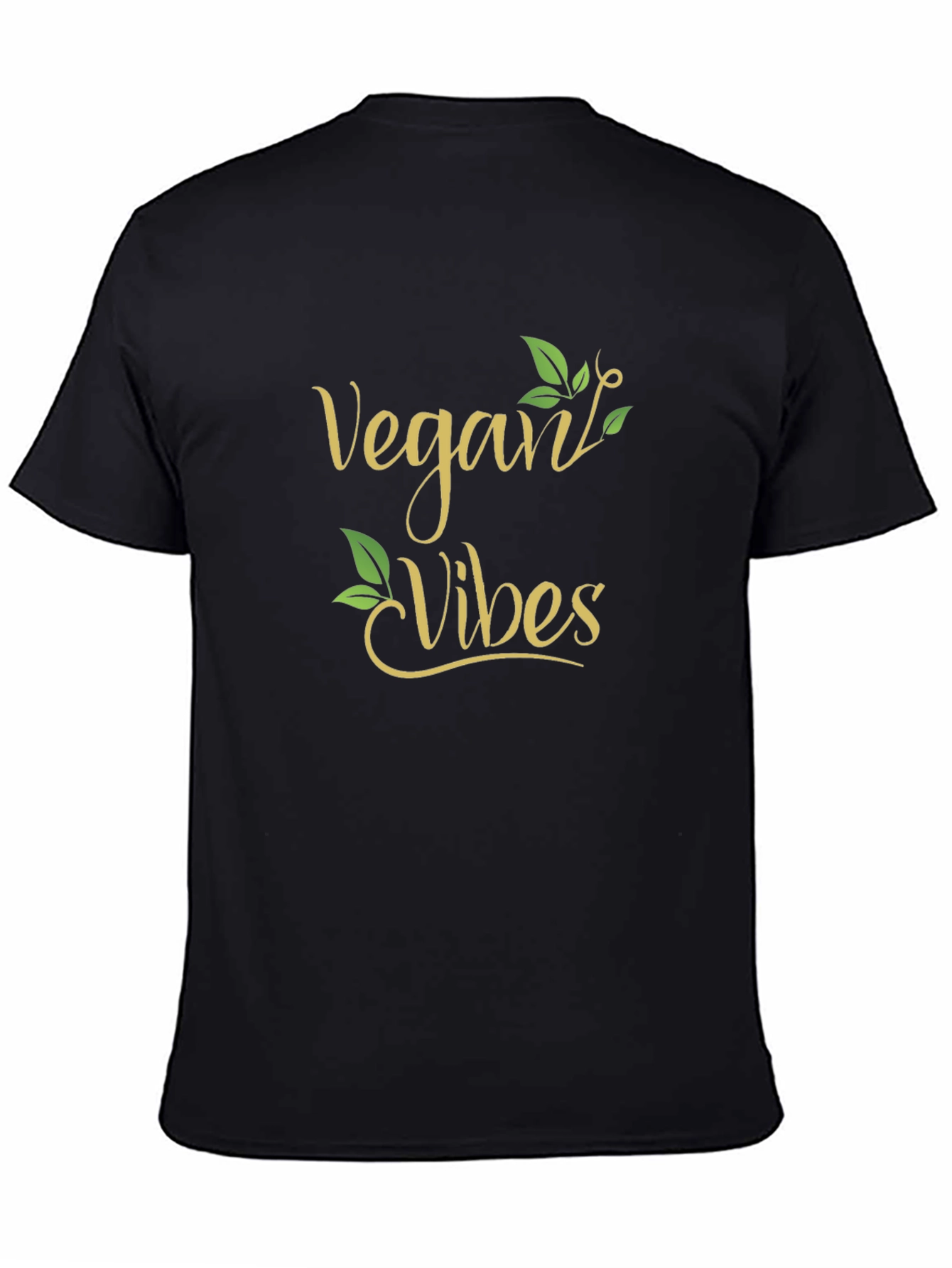 Black Vegan Vibes Graphic Tee - Black Crew Neck view 4