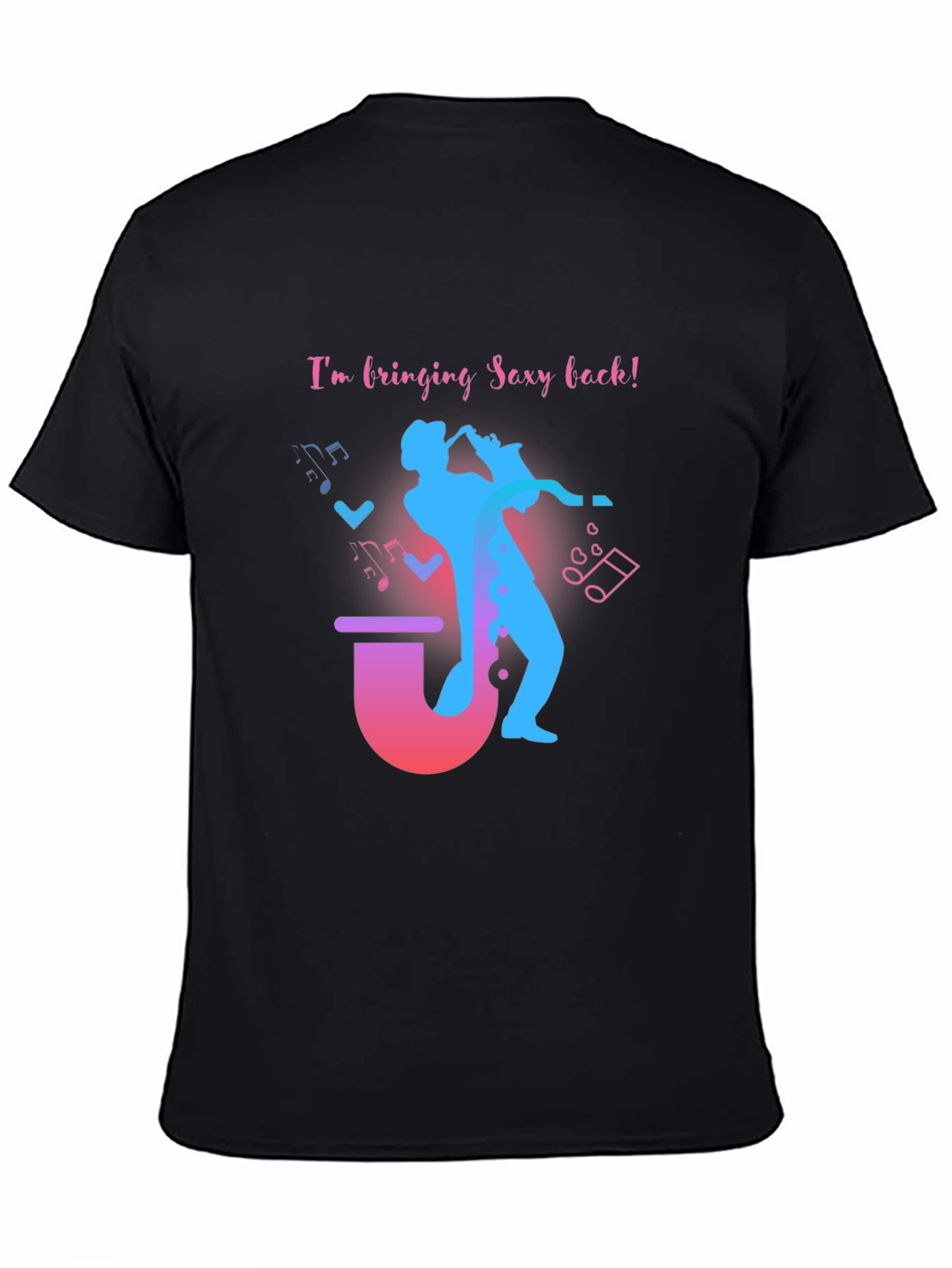 Black Saxophone Sexy Back Graphic T-Shirt view 4