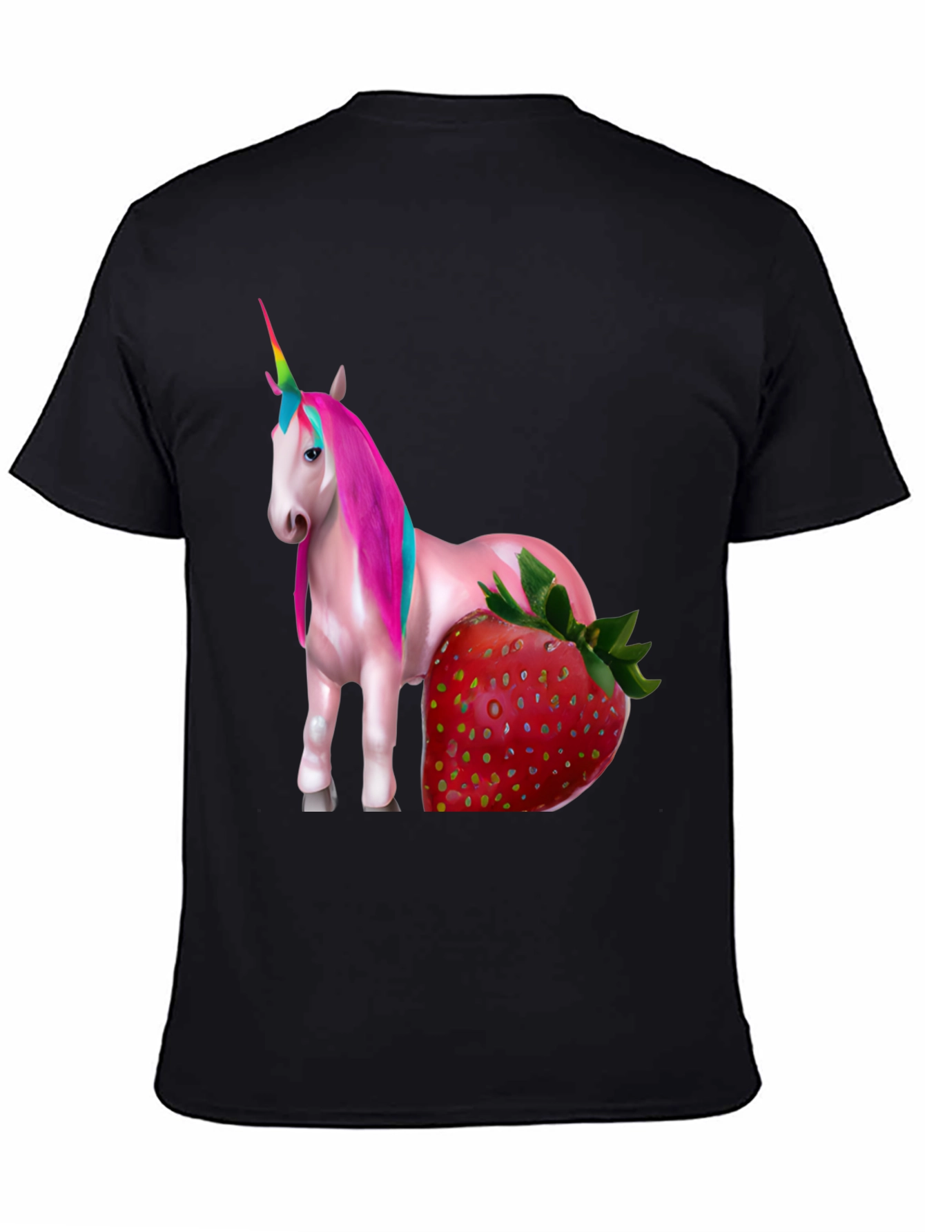 Black Unicorn Strawberry Graphic T-Shirt view 4