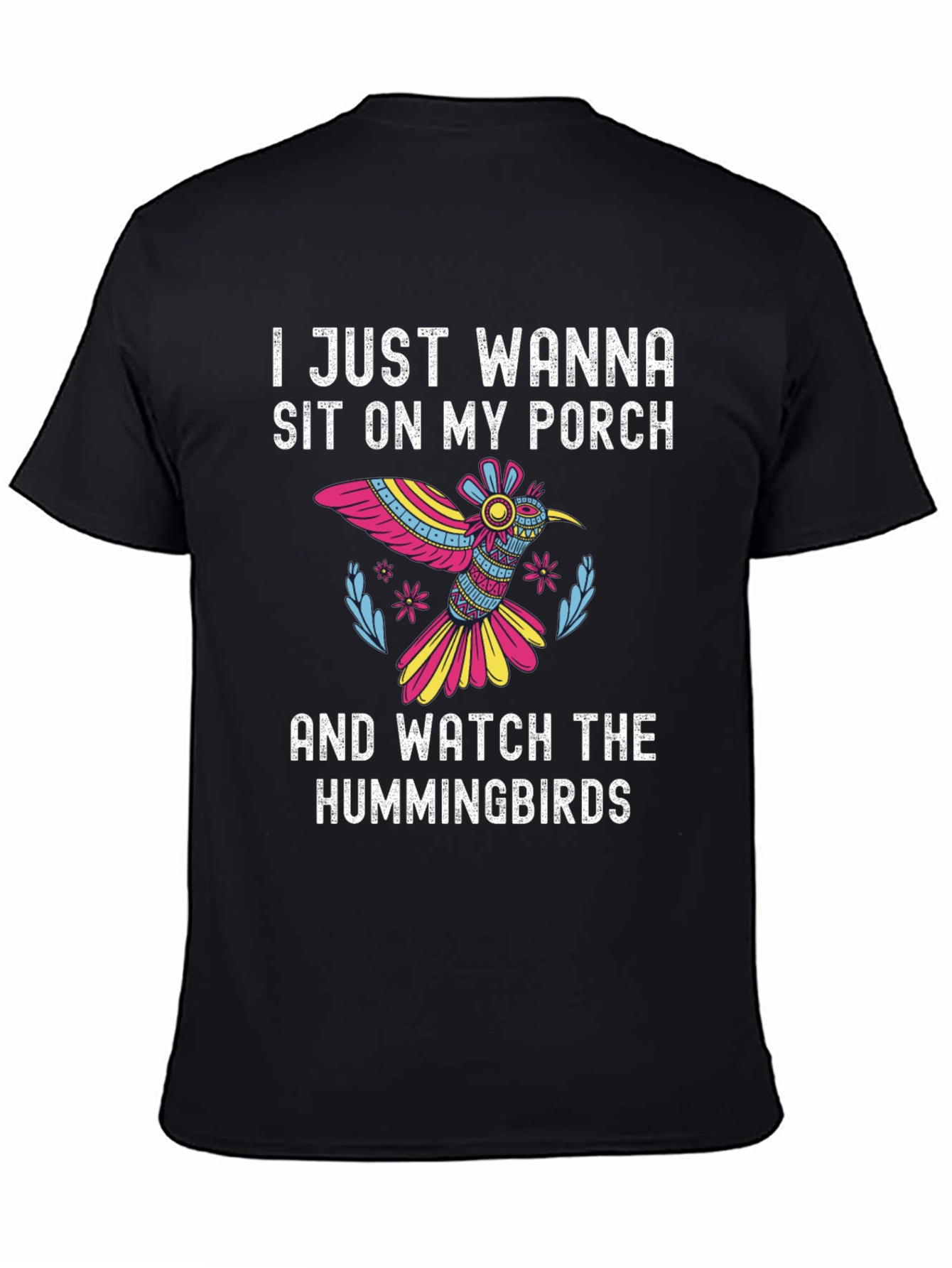 Black Hummingbird Porch T-Shirt - Relax & Watch! view 4