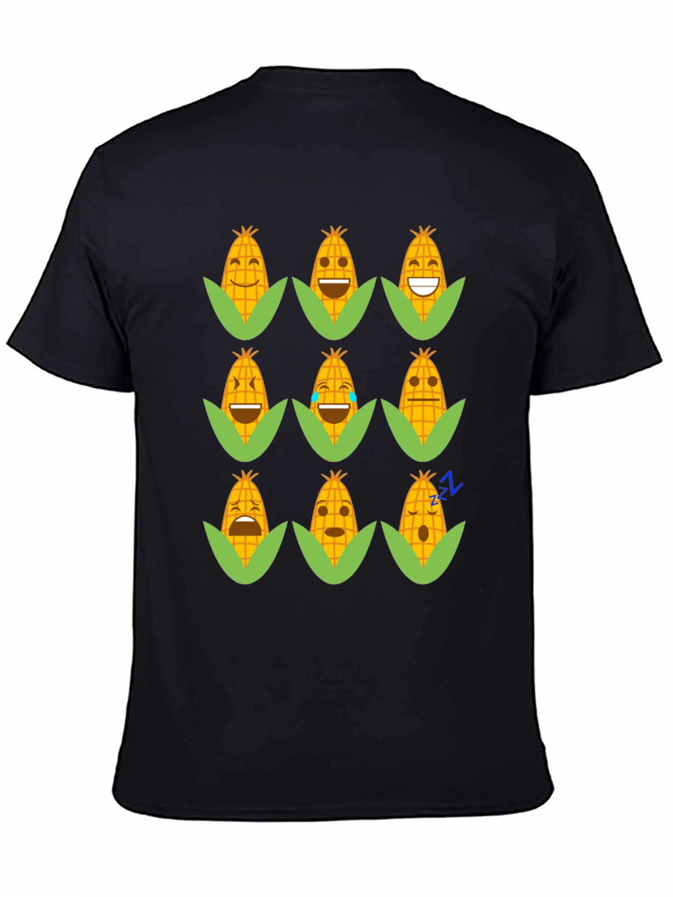 Black Emoji Corn Black T-Shirt - Fun Foodie Tee view 4