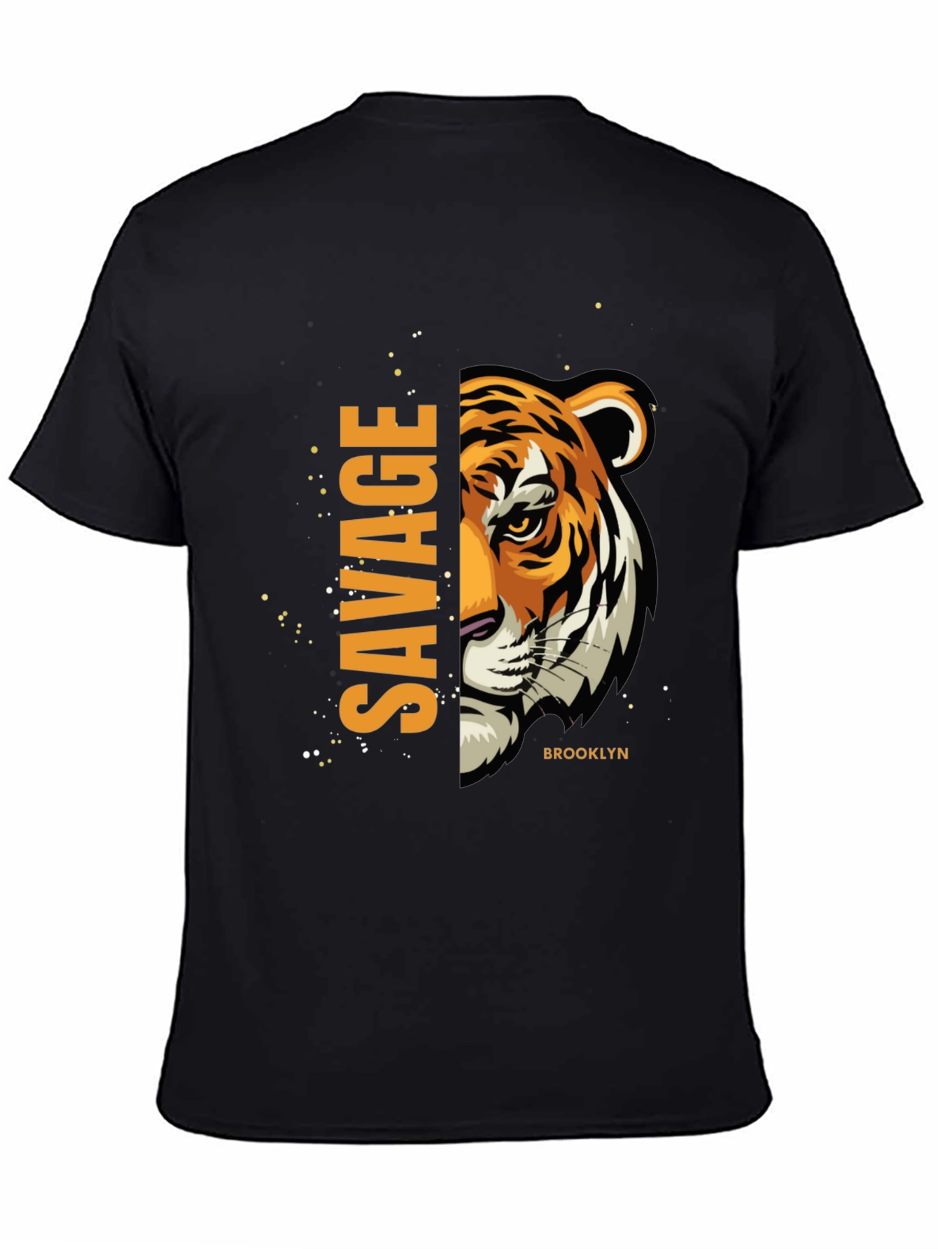 Black Savage Tiger Graphic Print T-Shirt view 4