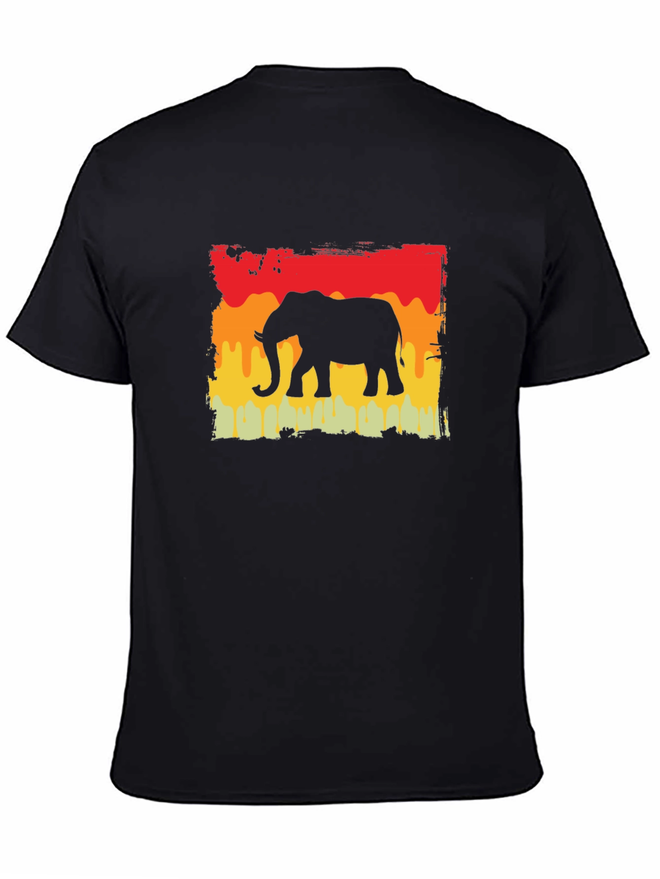 Black Elephant Silhouette Graphic Tee - Retro Style view 4