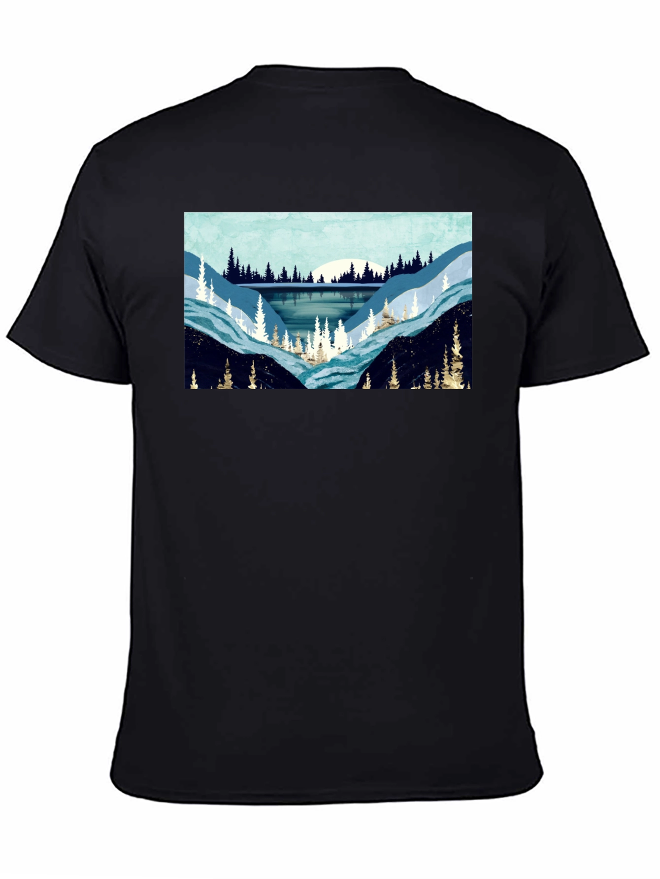 Black Nature Scene Graphic Tee - Black view 4