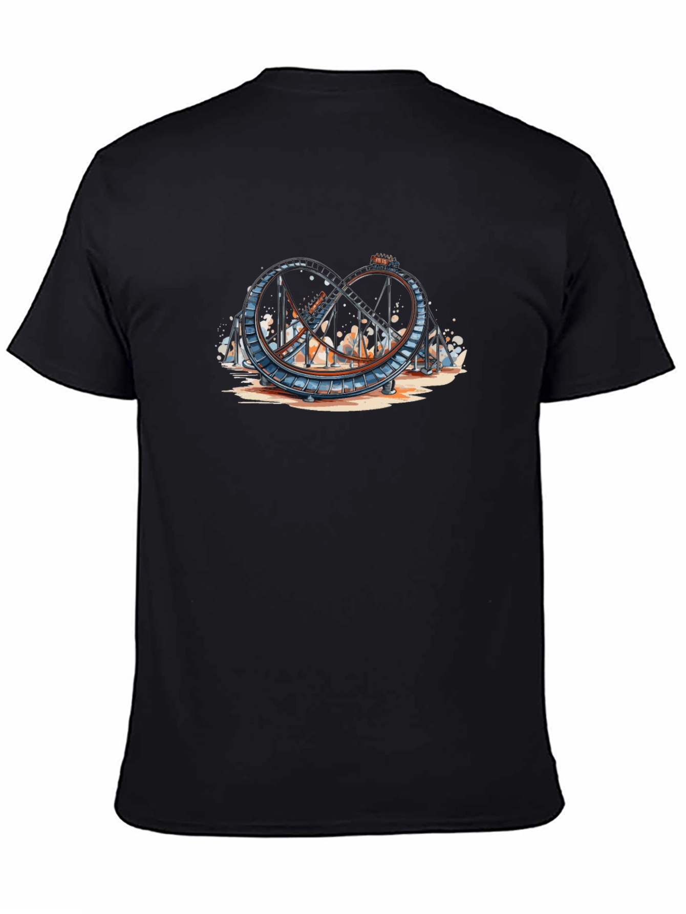 Black Roller Coaster Graphic Tee - Thrill Ride Design view 4