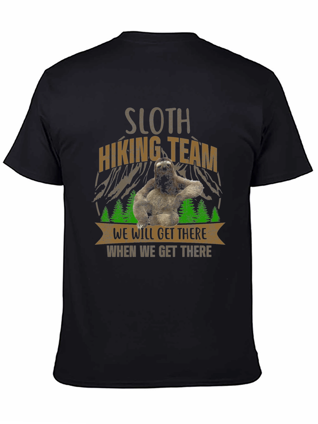 Black Sloth Hiking Team Tee - Funny Adventure Shirt view 4