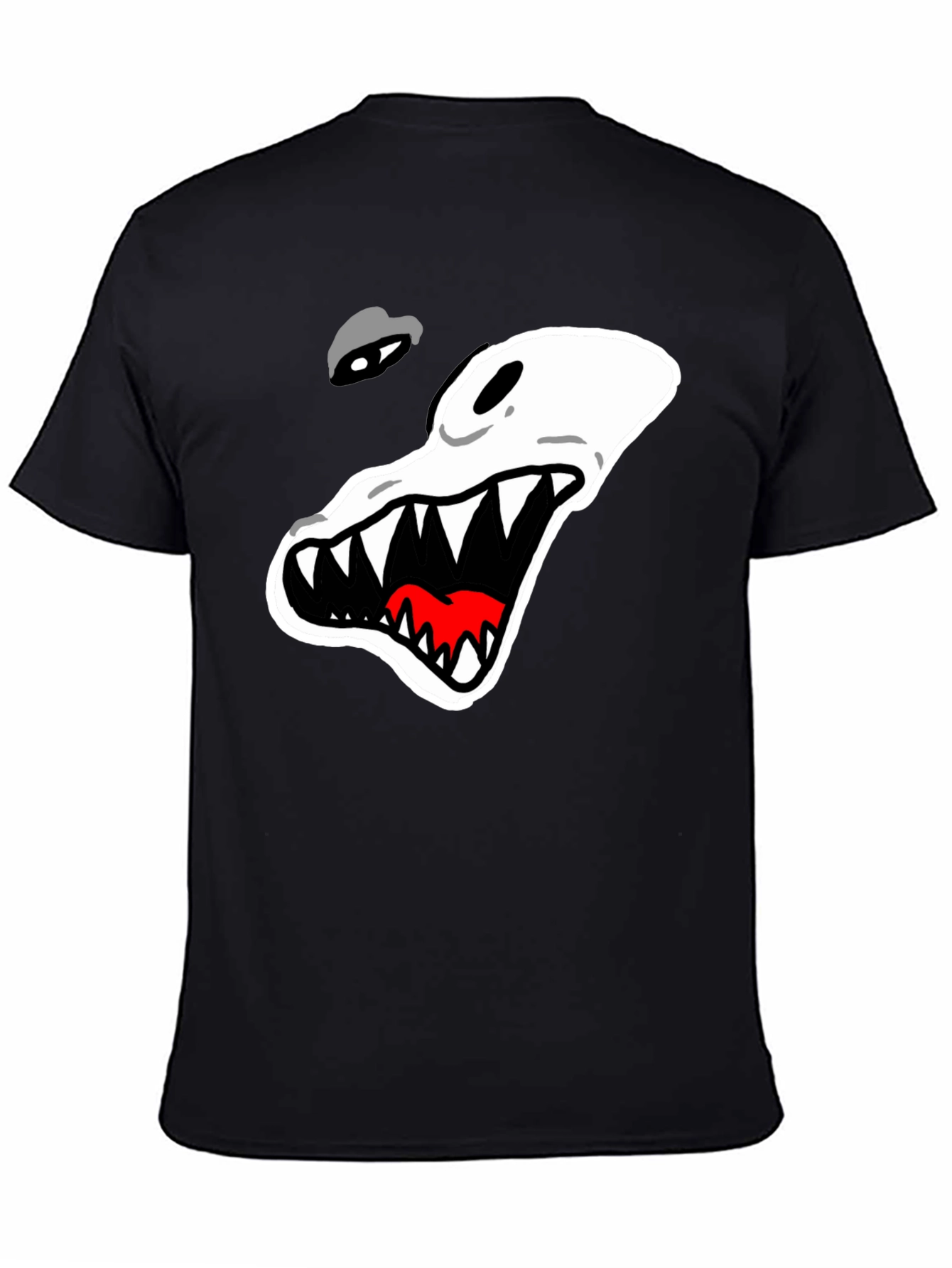 Black Men's Black T-Shirt with Cartoon Alligator Graphic view 4