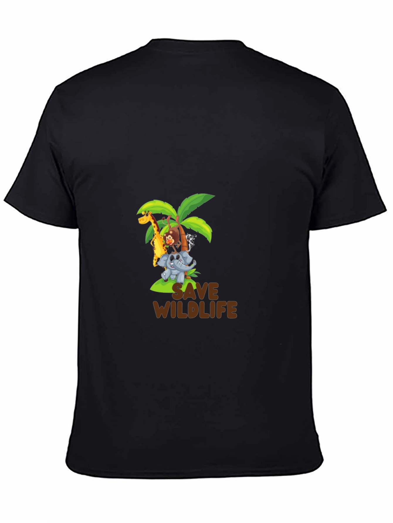 Black Save Wildlife Graphic Tee - Black Cotton Blend view 4