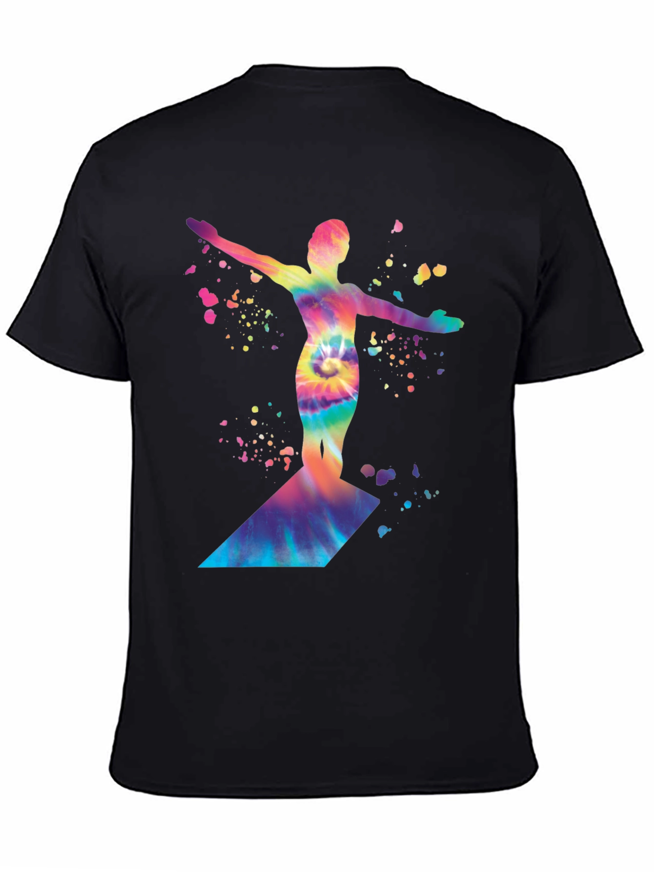 Black Tie-Dye Diver Graphic Black T-Shirt view 4