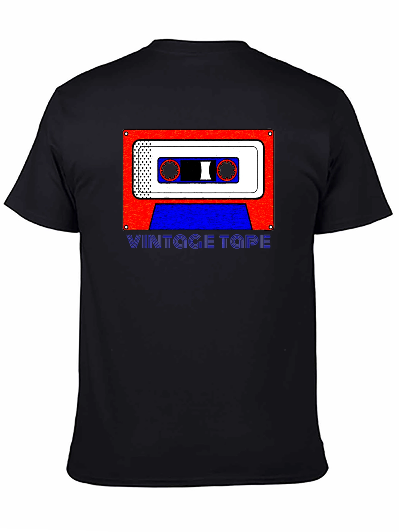 Black Vintage Tape Graphic Tee - Retro Style view 4