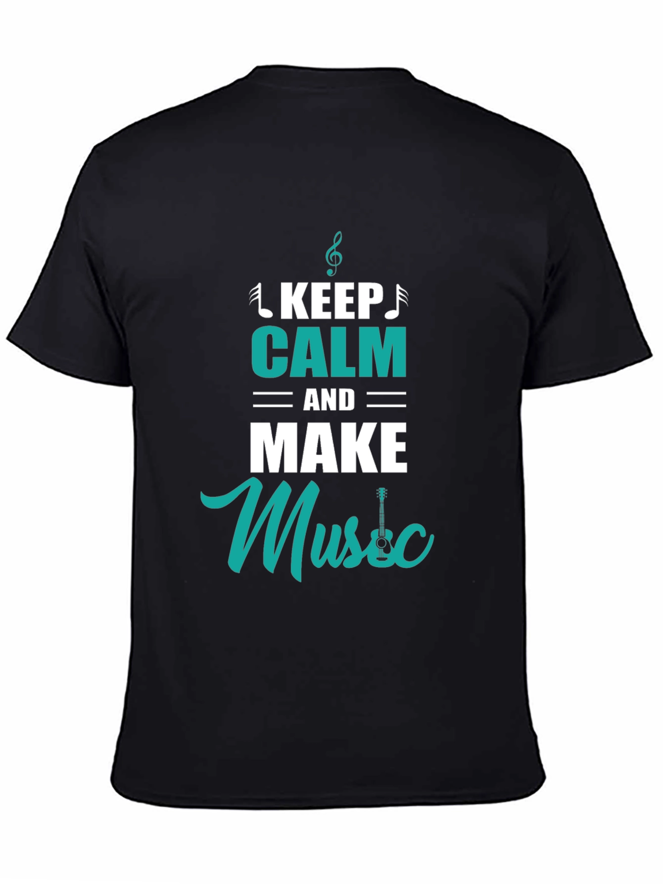 Black Keep Calm and Make Music Black T-Shirt view 4