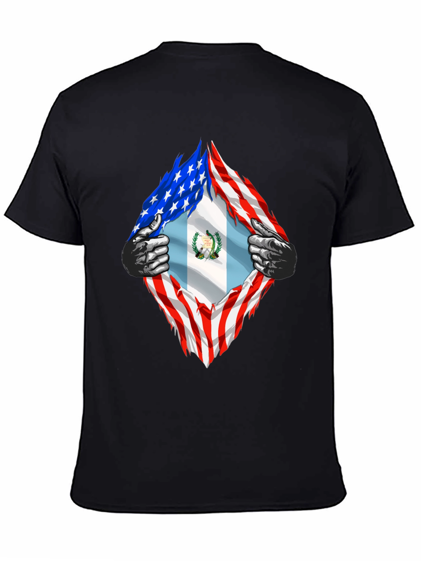 Black USA Guatemala Flag T-Shirt view 4