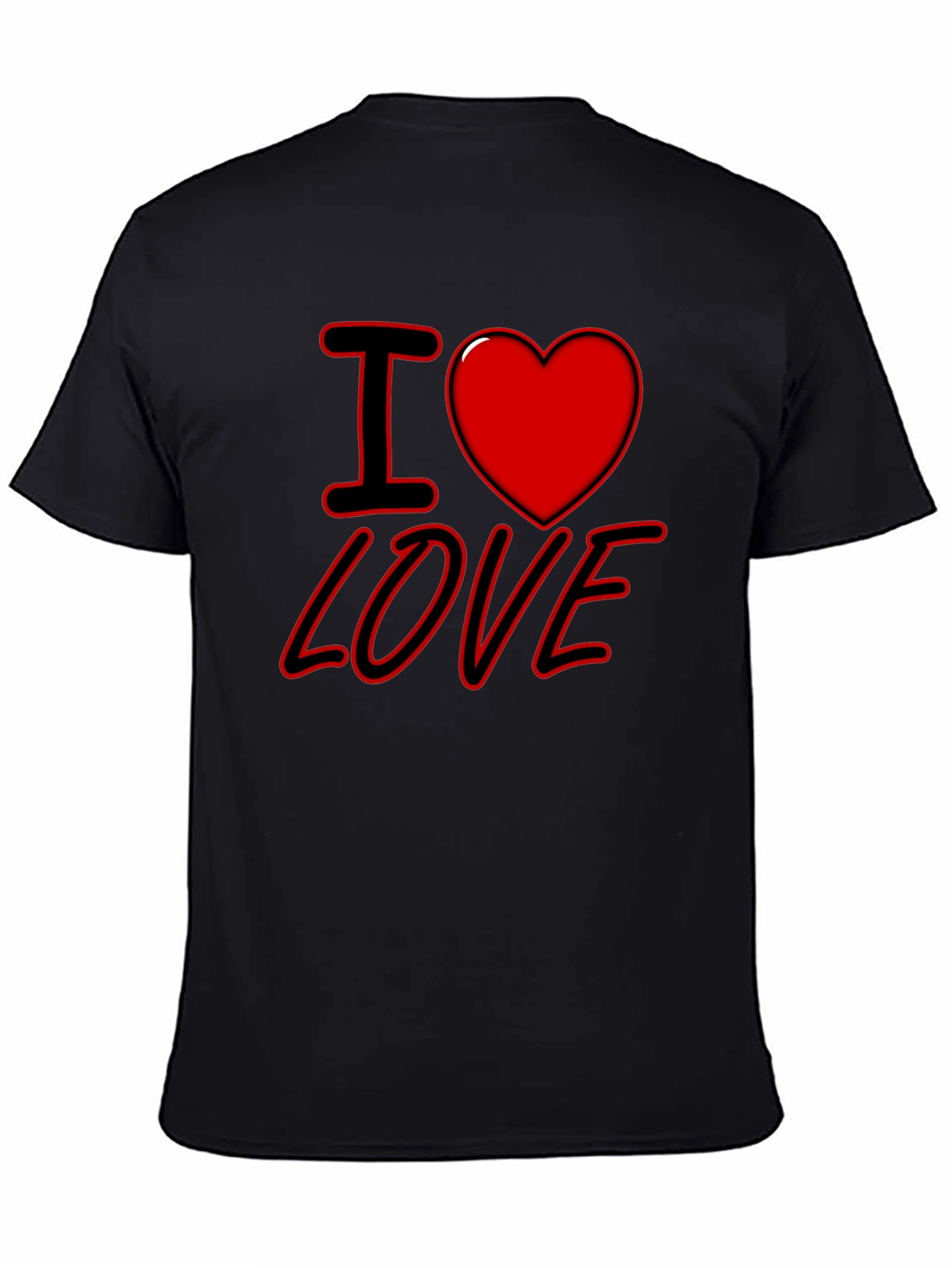 Black I Heart Love Graphic Print Black T-Shirt view 4